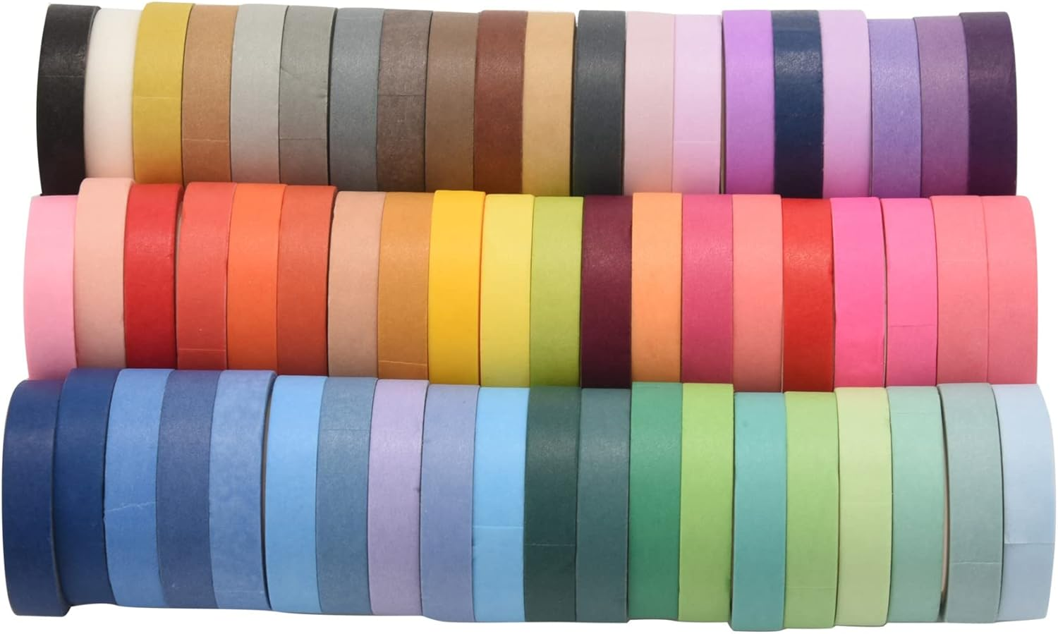 60 Pcs/Set Basic Solid Color Washi Tape Rainbow Masking Tape Decorative Adhesive Tape Sticker Scrapbook Diary Stationery image number 2