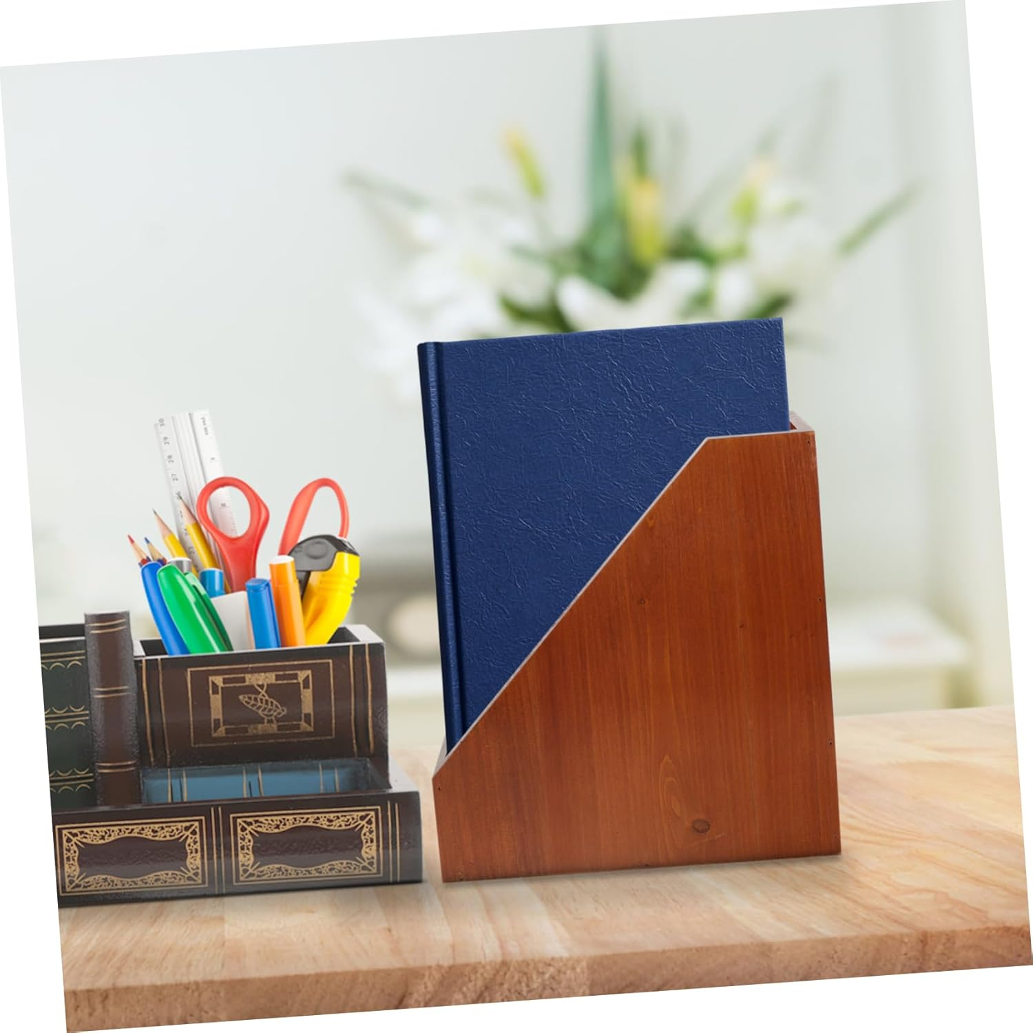 Operitacx Solid Wood Storage Box for Desktop Organization Lidless Wooden Box for Office Supplies and Home Decor for Desk Accessories image number 6