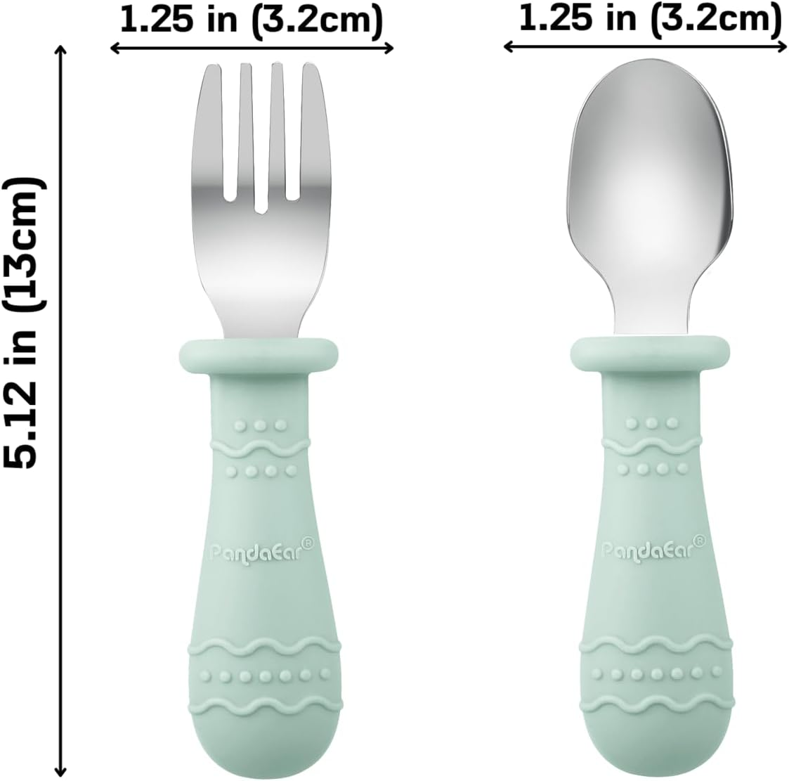 Pandaear Baby Feeding Set| 2 Pack Silicone Divided Suction Plate, 2 Set Toddler Spoons & Forks| Baby Led Weaning Supplies Self Feeding Eating Utensils image number 3