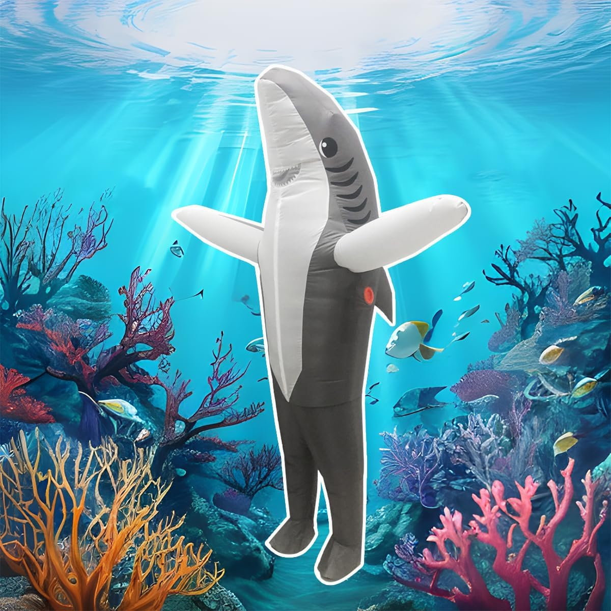 Inflatable Shark Costume Blow up Fancy Dress Cosplay Party Adults image number 4