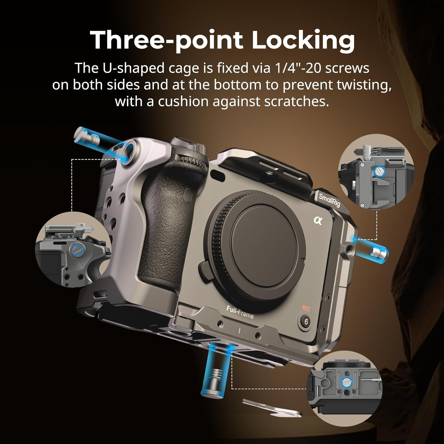 Smallrig FX3 / FX30 Hawklock Quick Release Camera Cage Kit for Sony with Cable Clamp, Bulit-In QR Cold Shoe NATO Rail/Qr Plate for Arca, Modular Design Compatible with Original XLR Handle - 4770