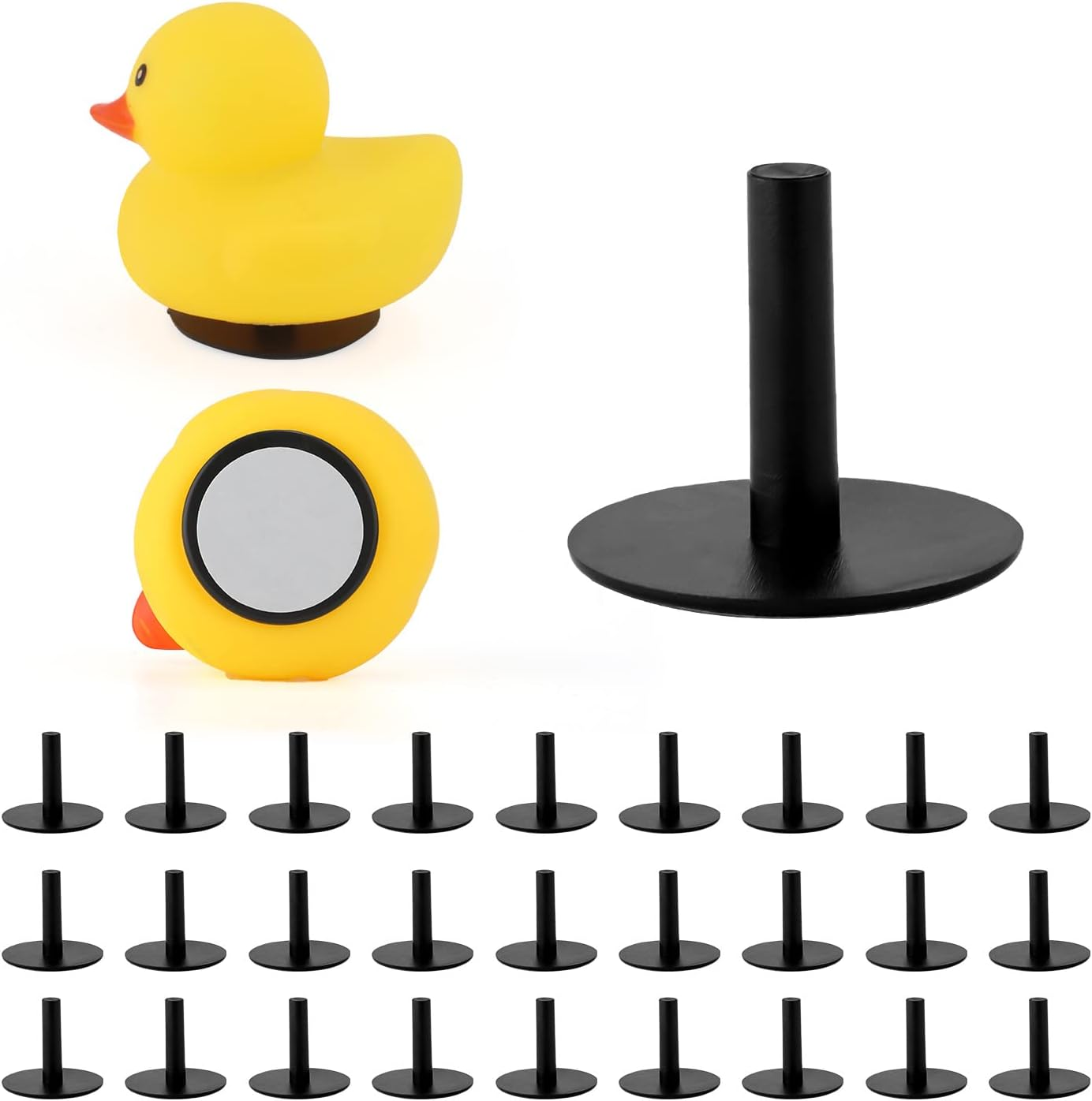 TOYMIS 30Pcs Rubber Duck Plug, Self-Adhesive Rubber Duck Holder for Jeep Dashboard, Duck Plug Mount Holder for Display Jeep Duck Lovers, Not Include Rubber Duck (Black) image number 3