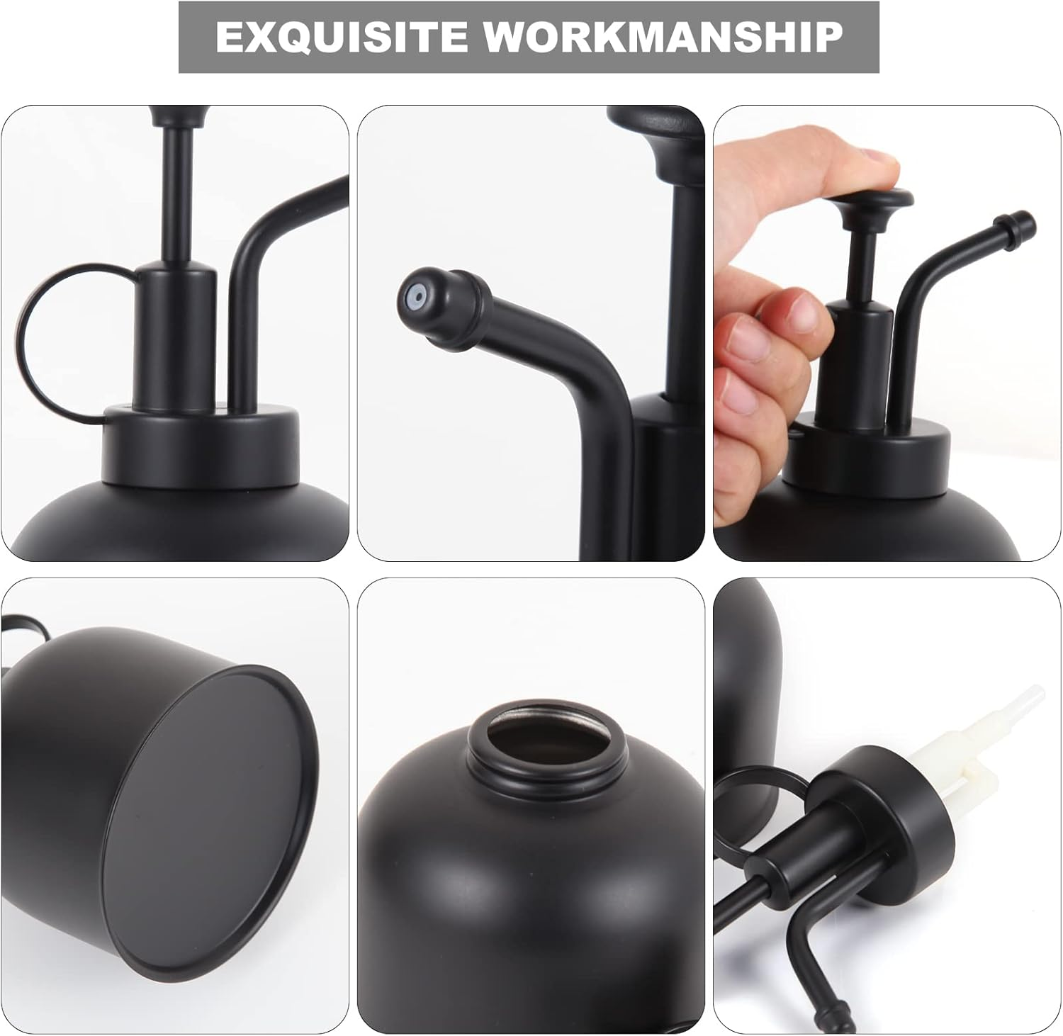 Plant Mister Spray Bottle, Metal Stainless Steel Plant Sprayer Mister, Small Watering Can Plant Spritzer with Top Pump for Indoor House Air Plants Succulents Outdoor Garden Decorative(Matte Black) image number 1