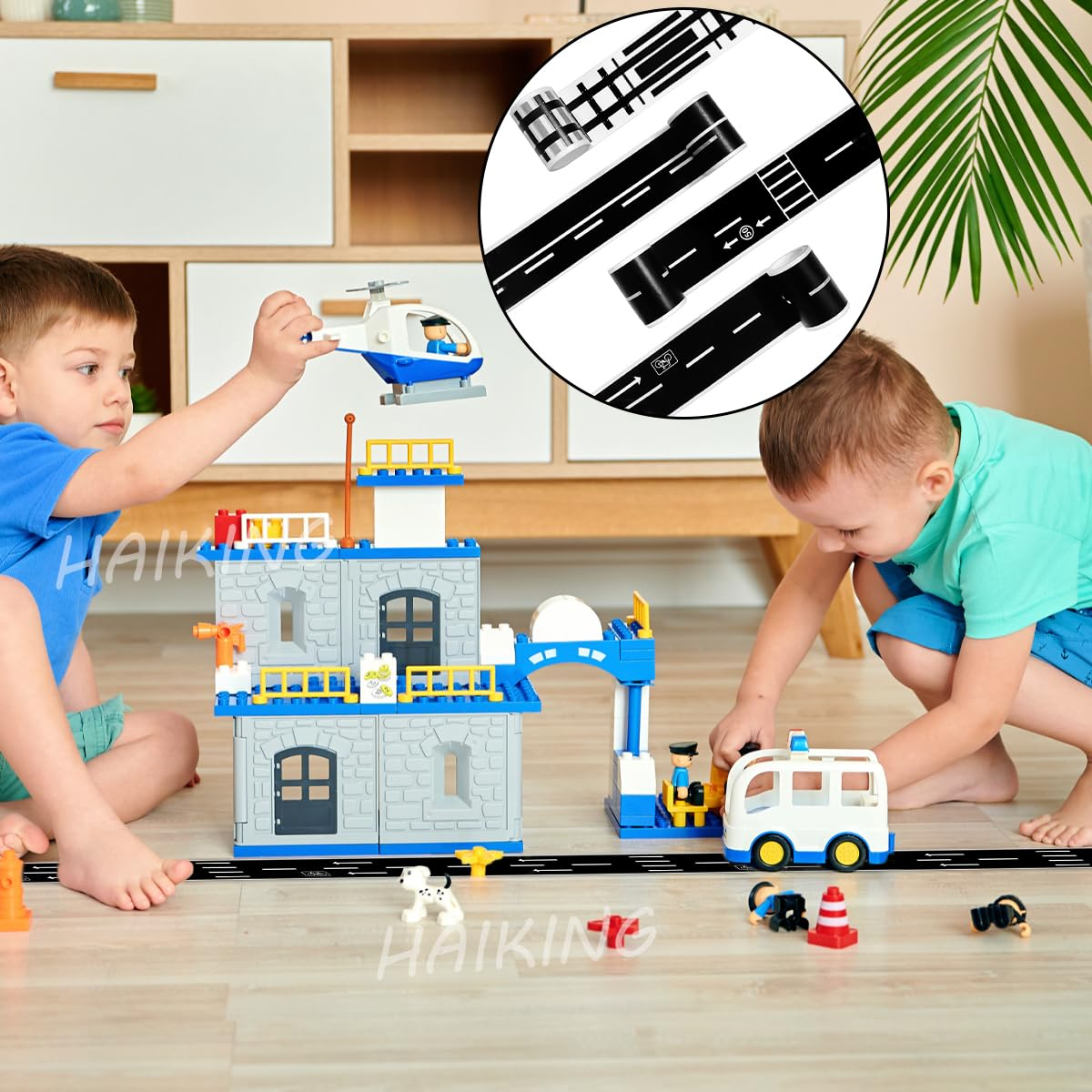 Road Masking Tapes Sticker, 4 Rolls Black & White Traffic Washi Tape for DIY Crafts, Scrapbook (4.8 * 500 Cm/1.88 * 196.8 In) image number 4