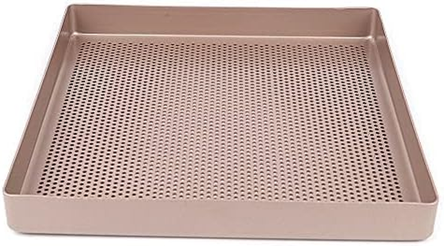 Lobake 28Cm Square Aluminium Alloy Nonstick Coating Leaky Baking Pan Biscuit Cookie Holder Bakery Oven Tray Steaming Tools DIY Bakeware (Aluminium Plain)