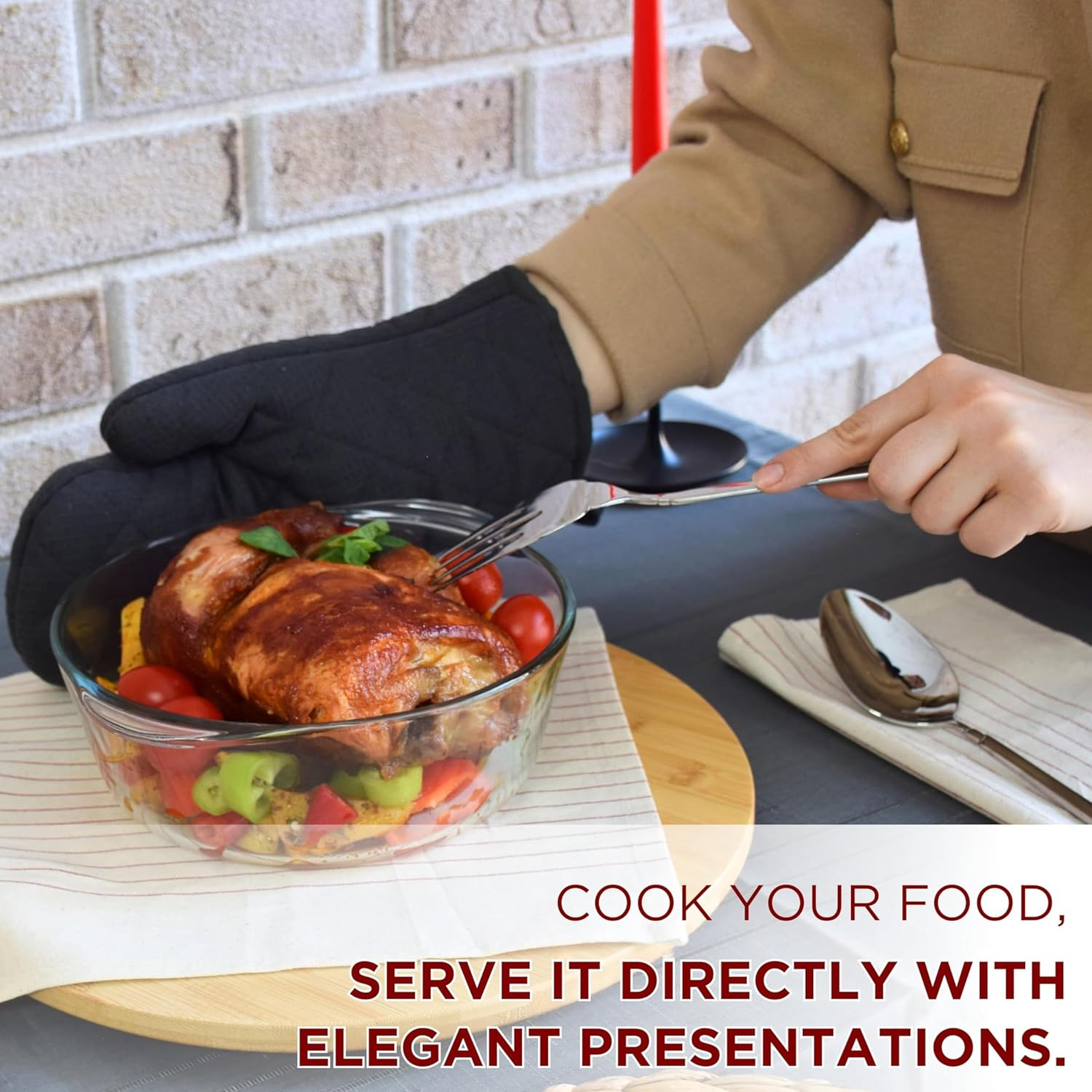 Ums 2.2 Quart Glass Baking Dishes for Oven, Food Storage Containers with Lids, Glass Storage Containers with Lids, Meal Prep Containers, Salad Container for Lunch, Casserole Dishes for Oven image number 3