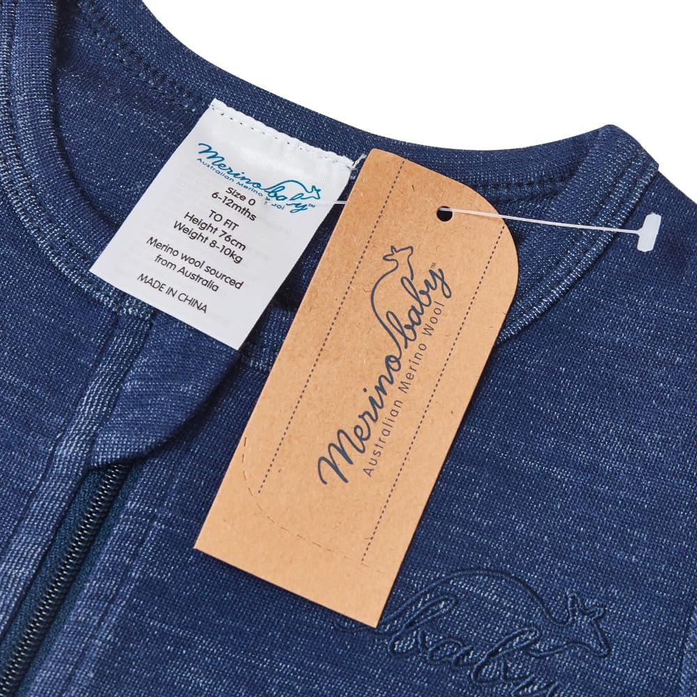 Merino Baby Merino Wool Coverall for 18-24 Months Babies, Navy Marle image number 4