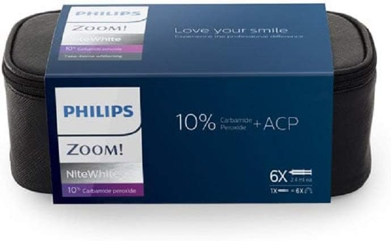 Zoom 10% Nite White Carbamide Peroxide Teeth Whitening Gel Complete Kit | 6 X 2.4Gram Syringes | Zipper Bag & Mouth Tray Case Included