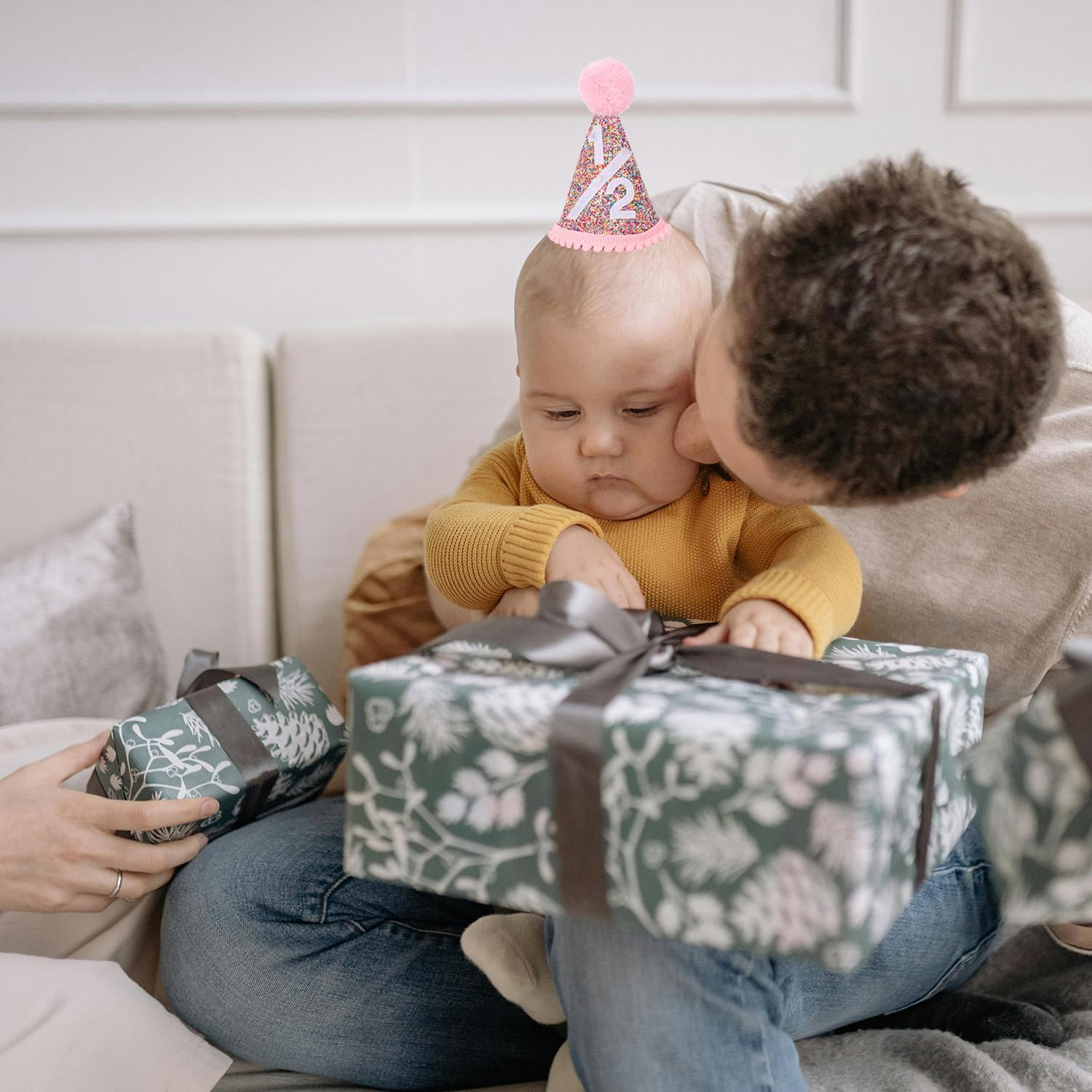 Eoopoon Rainbow Cone Birthday Hat, Glitter Birthday Hat, Perfect Birthday Party Decoration for Boys and Girls - First Cone Hat image number 2