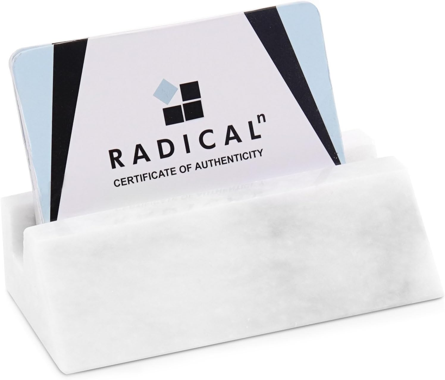 Radicaln Marble Business Card Holder White 10 Cm - Handmade Card Holder Organizer for Office - Elegant Office Desk Decor for Business & Credit Card Storage