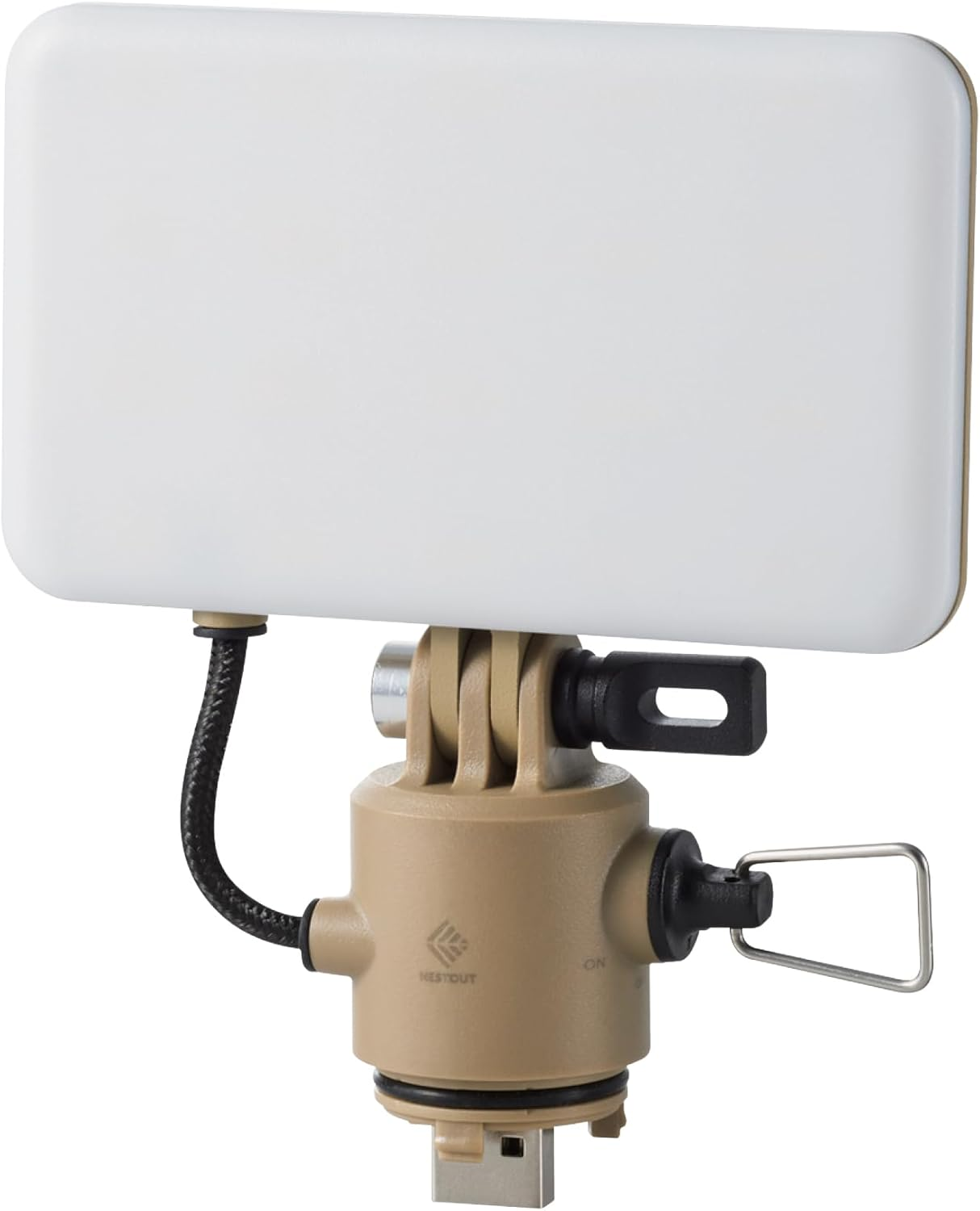 ELECOM NESTOUT Outdoor Camping LED Panel Flashlight W/Mini Tripod, Dimmable USB Powered LED Light, IP44 Water Dust Resistant, 30-1000 Lumen, Portable Lantern for NESTOUT Power Bank, Black (Flash-1)