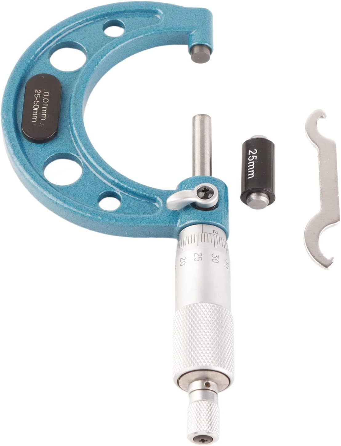 Outside Micrometer, Accurately Measure Length, Diameter, or Thickness with High Precision, Wide Measuring Range, Made of Stainless Steel Material, Clear Scales, Light and Small, (25-50Mm) image number 2