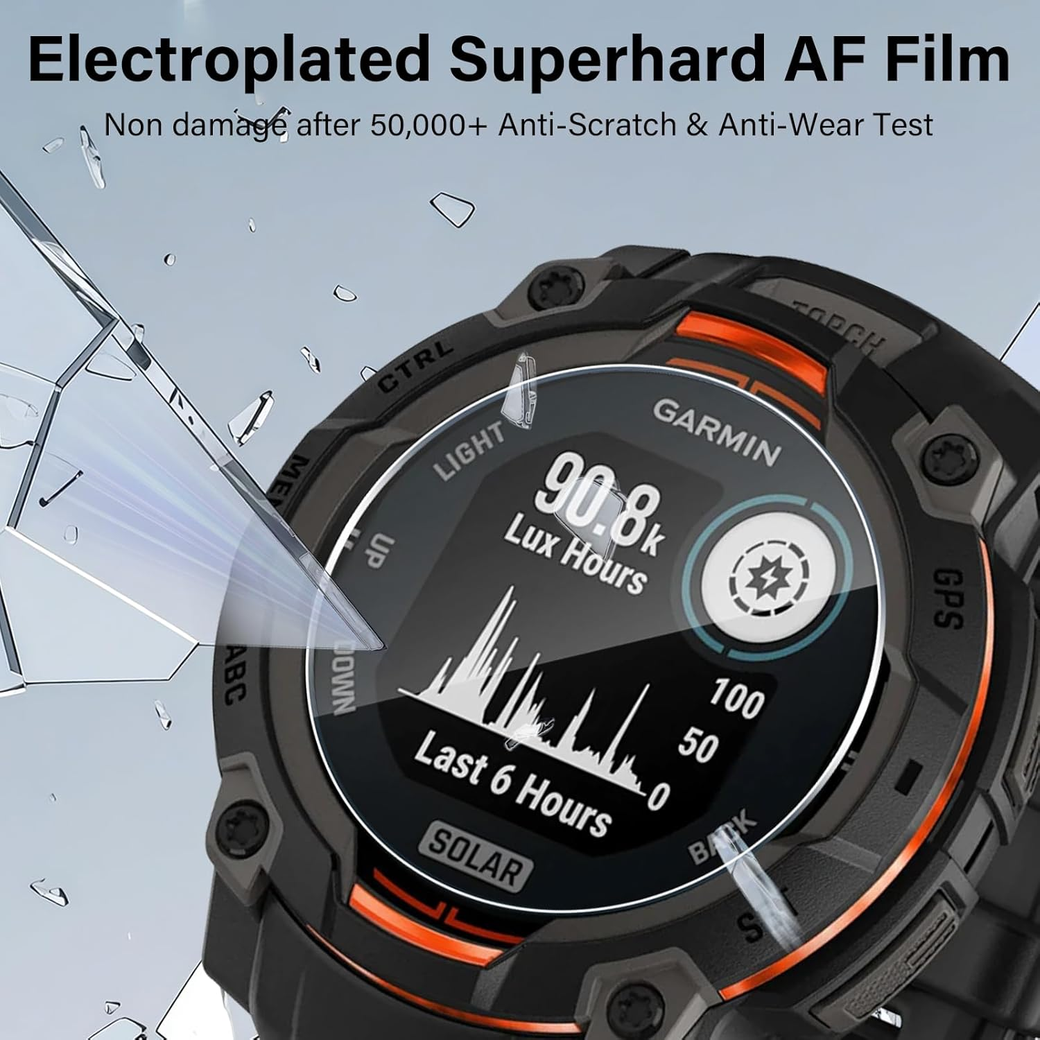 Funrae Silicone Case with Screen Protector Compatible with Instinct 3 45 Mm Amoled/Solar, 9H Hardness Screen Protector for Tempered Glass X 3 + Full Protection PC Scratch-Resistant Protective Case X 1