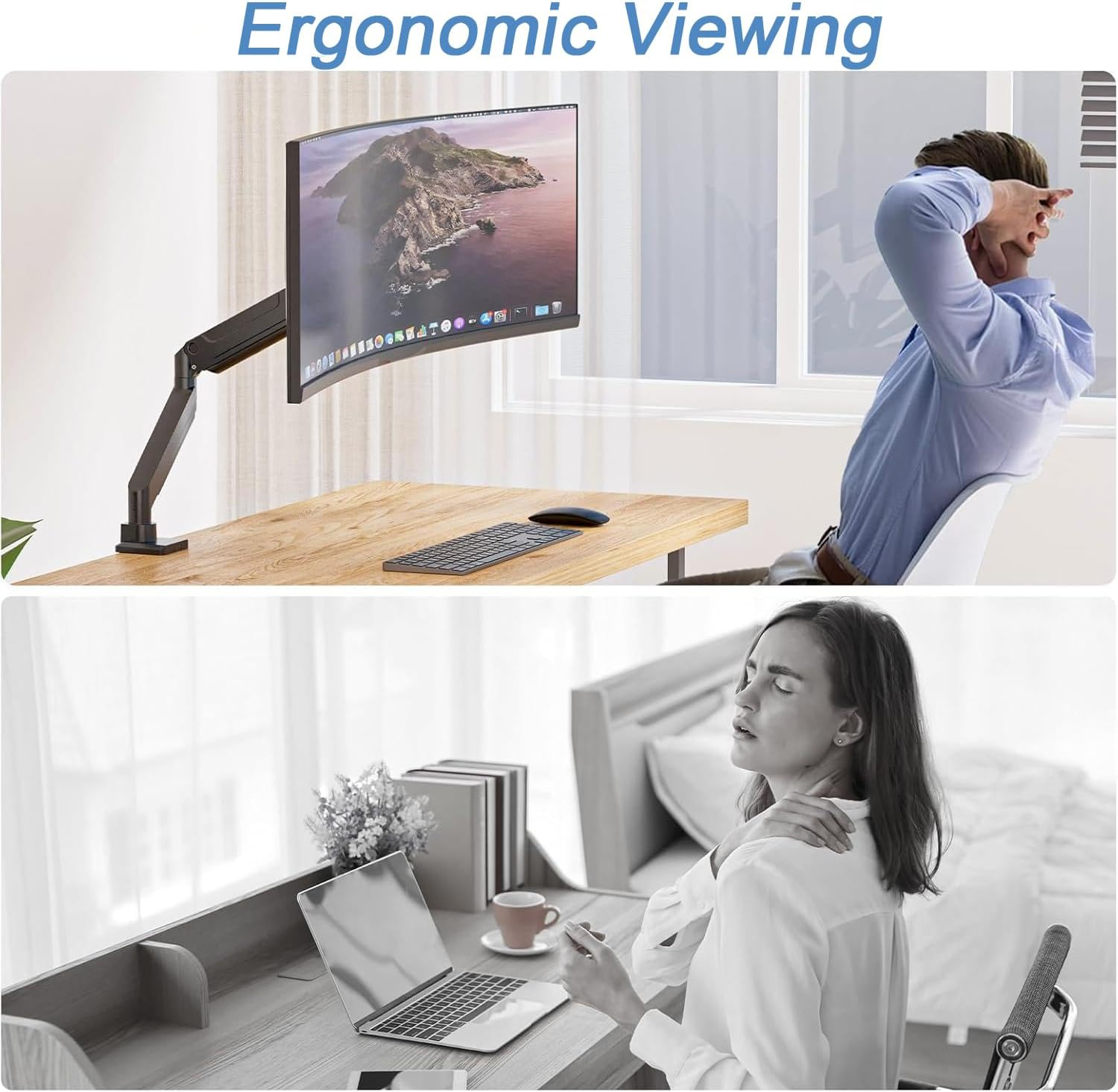 Heavy Duty Monitor Arm, Single Gas Spring Monitor Desk Mount for 13-32Inch Screens, Holds up to 15Kg/33Lbs, VESA 75X75/100X100 Mount, Compatible with Curved, Gaming, Ultrawide Monitors image number 1