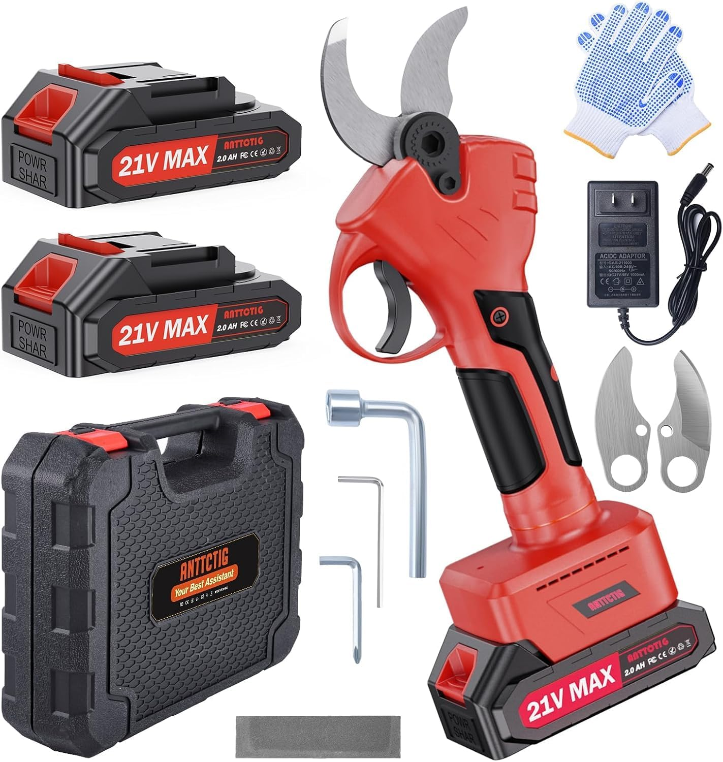 Electric Pruning Shears, 40Mm Cutting Diameter Cordless Power Pruner for Gardening with 2Pcs 2000Mah Rechargeable Batteries & Replacement Blades Set, Tree Pruner Branch Cutter image number 1