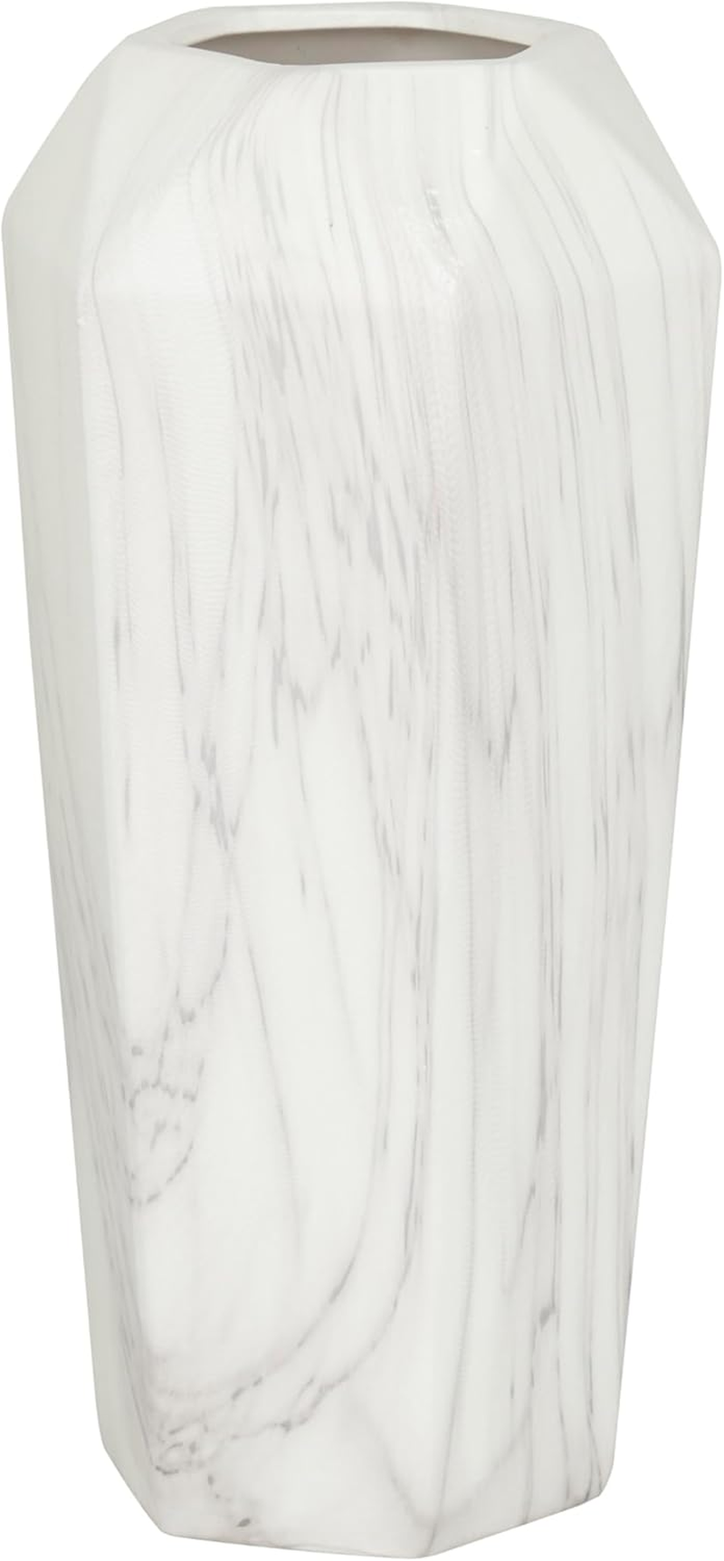 Deco 79 Ceramic Decorative Vase Faux Marble Centerpiece Vase, Flower Vase for Home Decoration 7" X 7" X 14", Black