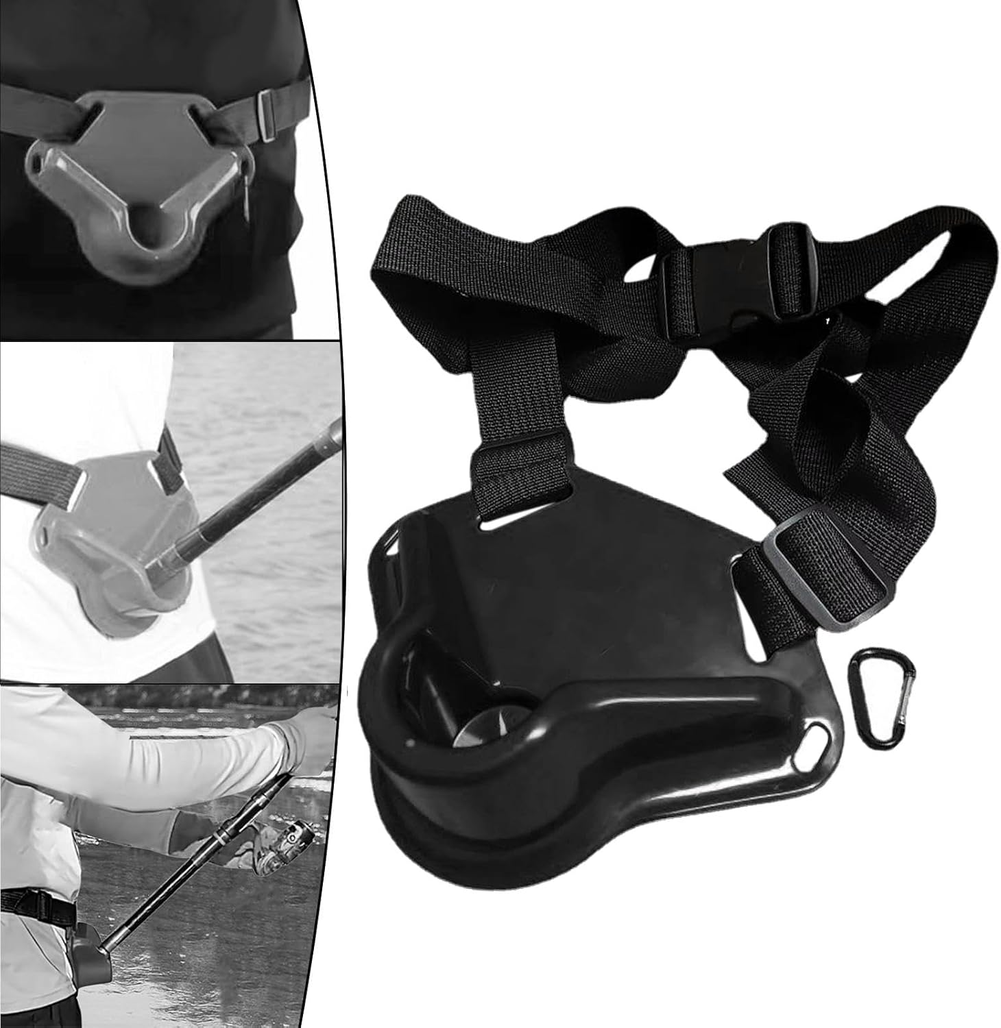 Koolsoo Fishing Belt Rod Holder, Waist Rod Pole Holder Sturdy Waist Belt Accessories, Offshore Gimbal Fighting Belt Belly Fishing Waist Rod Holder, Black image number 5