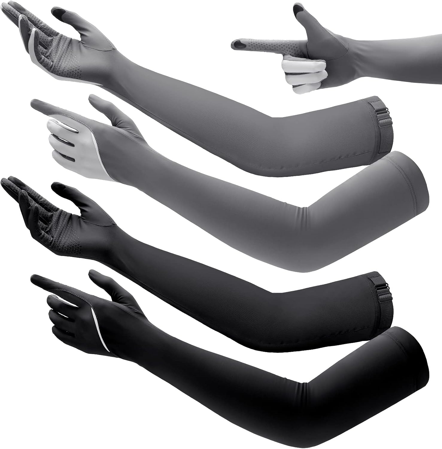 Yahenda 2 Pairs Women UV Long Sun Protection Gloves Touchscreen Arm Sun Driving Gloves UPF 50+ for Outdoor Sports Cycling