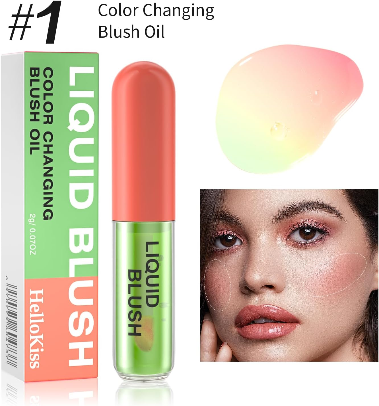MKNZOME 3Pcs Colour Changing Liquid Blush - Clear to Pink Cheek Tint, Blushers for Cheeks Makeup, Moisturizing Cream Blush Oil, Long-Lasting Waterproof Formula, Smudge-Proof Makeup for Radiant Cheeks - Multicolor-1 image number 6