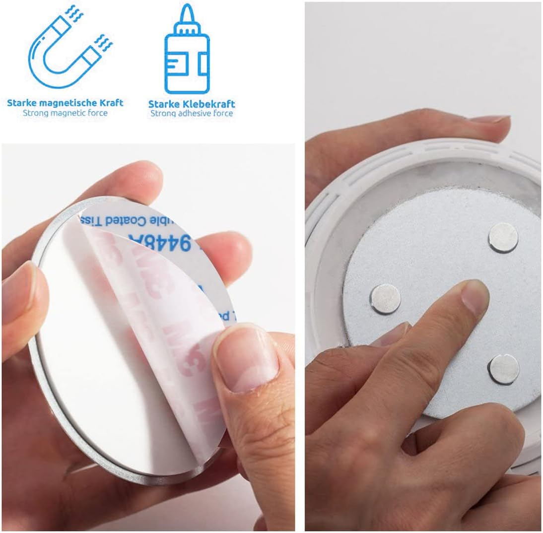 Magnetic Holder for Smoke Detectors Magnetic Attachment Pack of 3 50 Mm Magnetic Holder Fire Alarm Self-Adhesive No Drilling Magnetic Adhesive Pad Quick Assembly image number 6