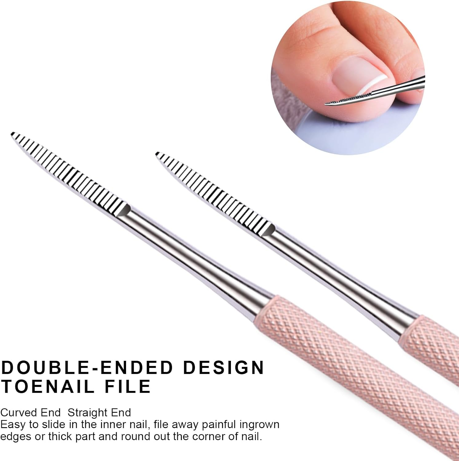 Teenitor Pedicure Tools for Feet, Toenail File and Lifters, Ingrown Toenail Removal Kit Pain Relief (Pink) image number 6