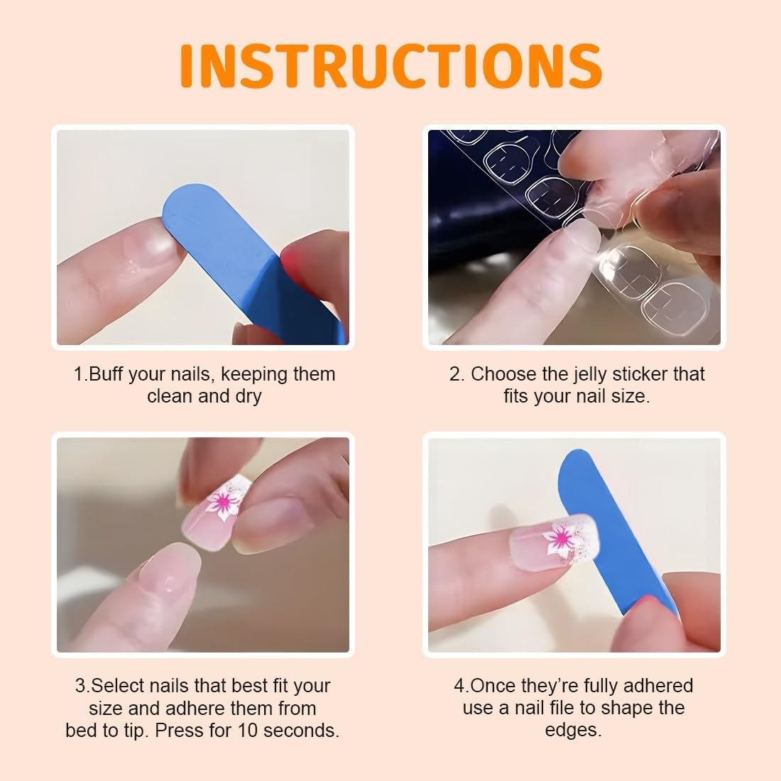 JEYORZY Press on Nails Short Square Chrome False Nails with Design French Acrylic Nails Shiny Reusable Press on Nails Chrome Faux Nails Square French Artificial Nails for Women Pack of 24 image number 5