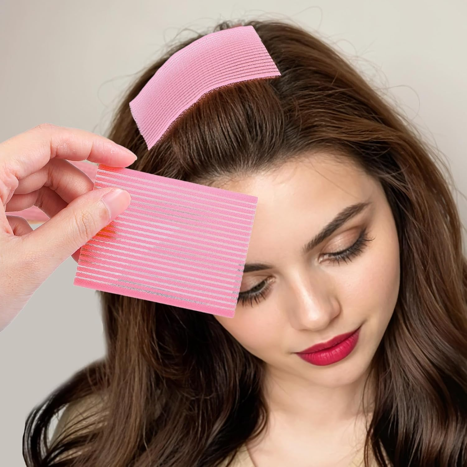 30 PCS Hair Pad Packing, Colorful Magic Bangs Hair Sticker Pad Women Square Hair Fringe Fixed Styling Clip for Salon and Barber image number 1