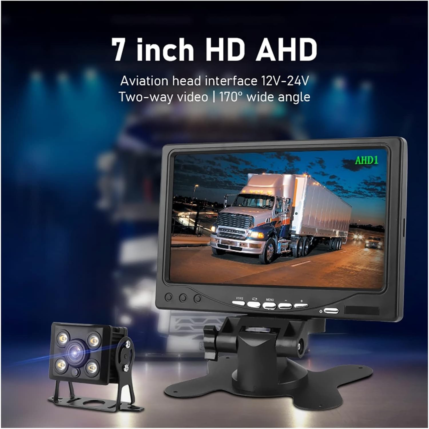 GPS Car Navigator, 7 Inch Rearview Camera 1080P LCD Car Monitor Screen Revers Parking System Night Vision Waterproof for Auto Truck RV for Car Truck RV(2 Camera 10M 20M) image number 2