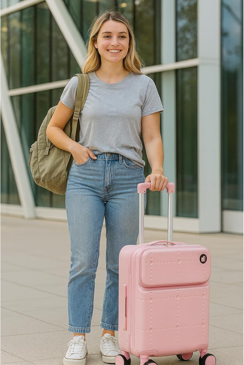 World Traveler Dejuno Smart 20-Inch Carry-On Luggage with USB Ports - Silver image number 6