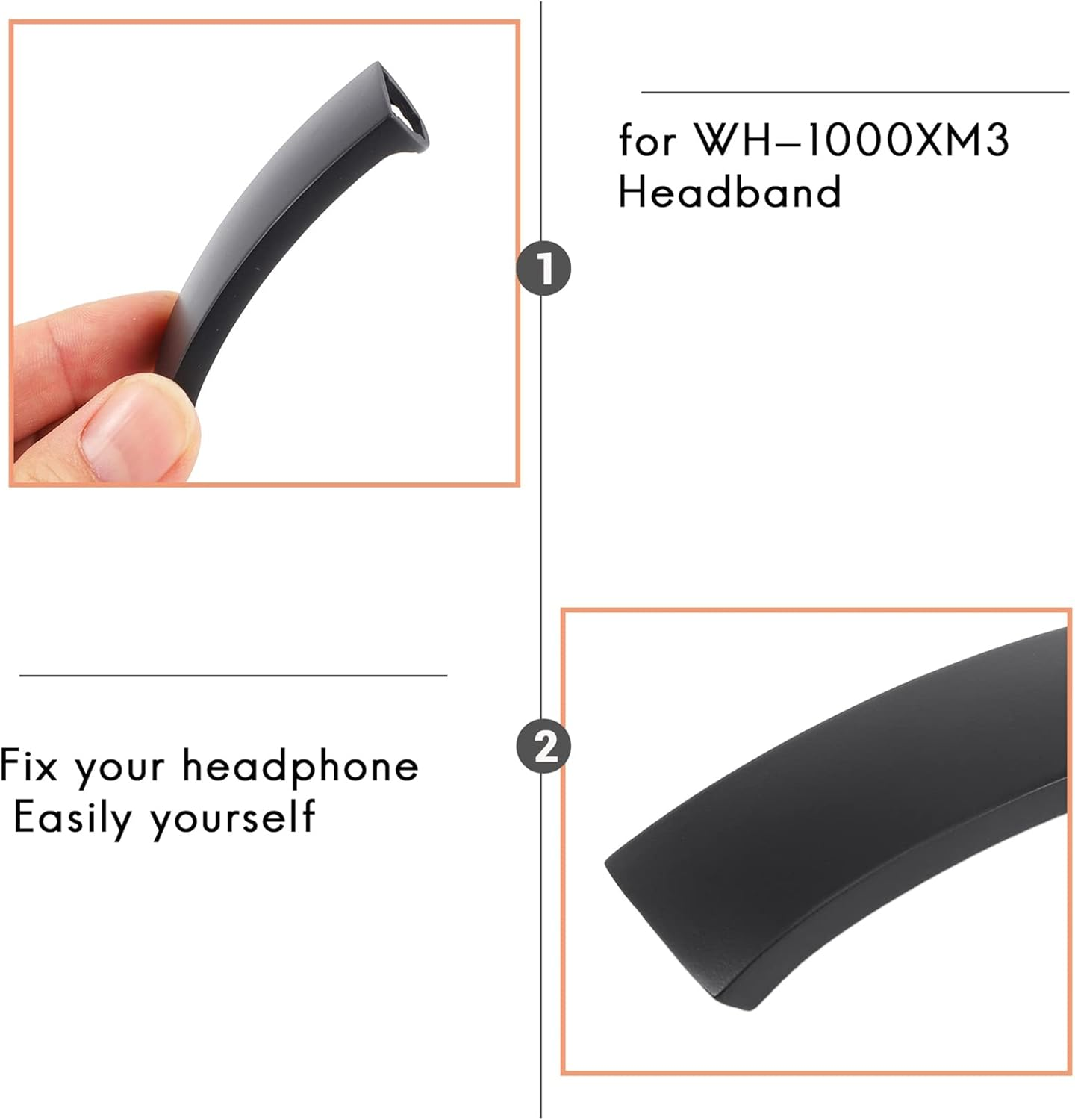 Headband Replacement for WH-1000XM3 XM3 Wireless Noise-Canceling Over-Ear Headphones Black image number 1