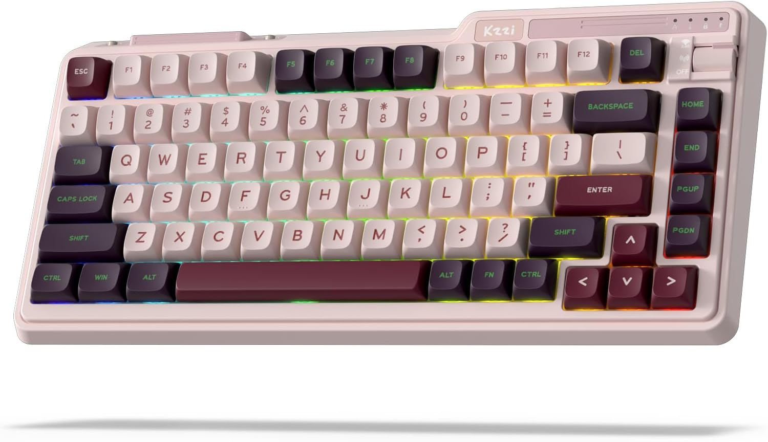 KZZI K75 Lite 75% Gasket Wireless Mechanical Keyboard, RGB Gaming Keyboard W/ 3-Mode Knob BT 5.0/2.4G/USB-C Wired, Hot Swappable, PBT Keycaps, 5-Layer Padding & Creamy Pre-Lubed Custom Linear Switches image number 6