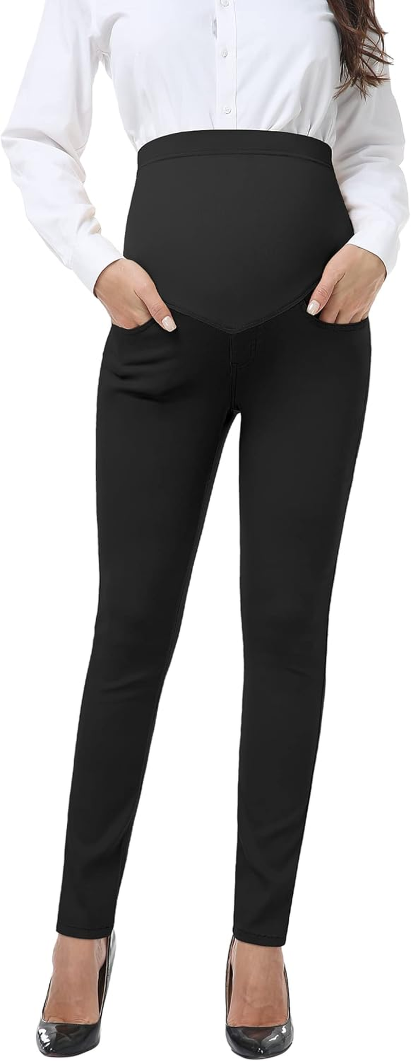 PACBREEZE Women'S Maternity Pants for Work High Waist Pregnancy Casual Stretchy Straight/Skinny Dress Pants