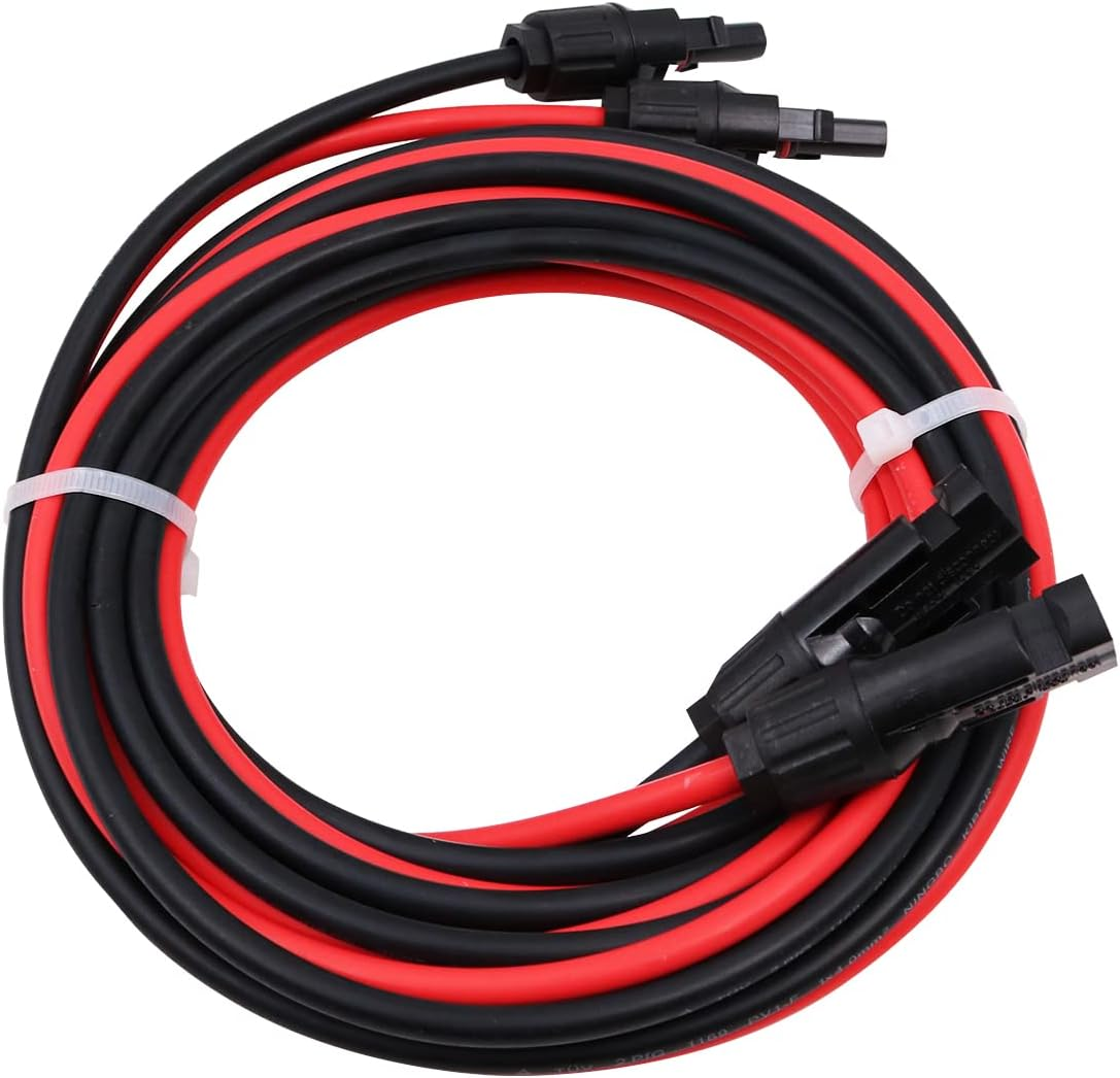 ZONADA Pair of 5M 4Mm2 Single Core Extension Cables with Connectors (Male & Female) for Solar Panels and Solar Systems 5 Meters (16 Feet) Cable with Plug in Both End image number 2