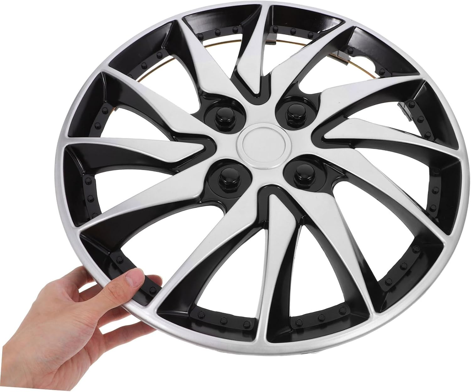 Kichvoe Universal 14-Inch Abs Wheel Hub Caps Silver Black Car Wheel Hubcap Replacement for Cars Suvs Trucks Automotive Center Caps Accessories image number 6