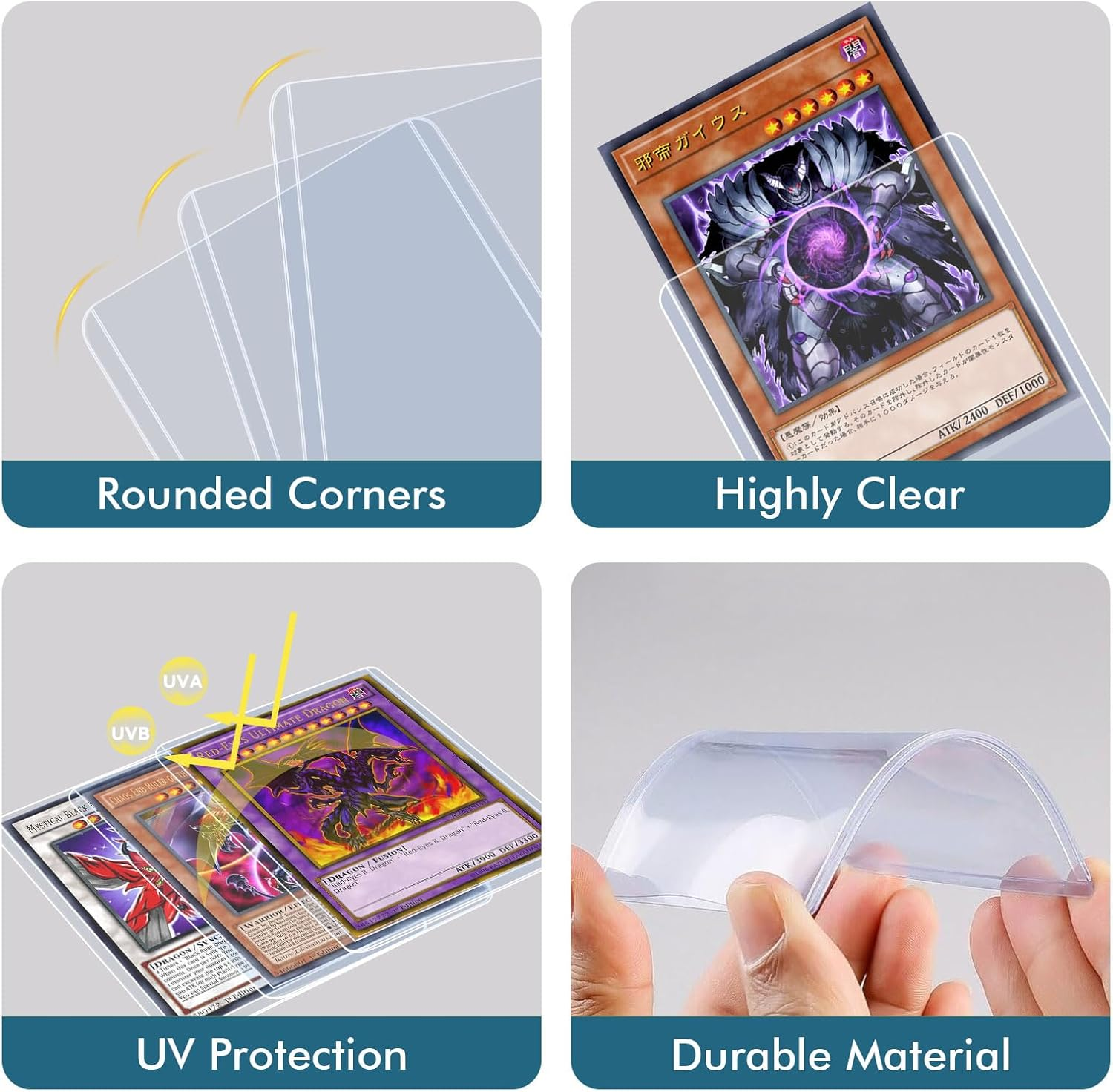 200 Count Card Sleeves Set &ndash; 100 Hard Toploaders + 100 Penny Sleeves for Trading Cards Top Loaders for Cards Protector Sleeve, 3" X 4" Baseball Card Holders, Football,Sports & Game Card Protectors image number 3