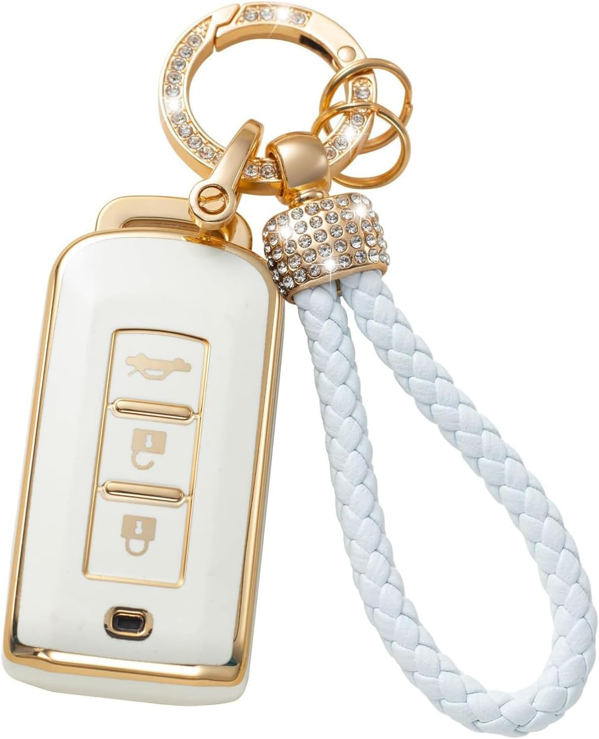 Ontto TPU Car Key Fob Cover Compatible with Mitsubishi Outlander Lancer Eclipse Mirage Pajero Sport L200 Montero Key Holder Keychain Shell Keyring Bag Bling Car Styling Accessories