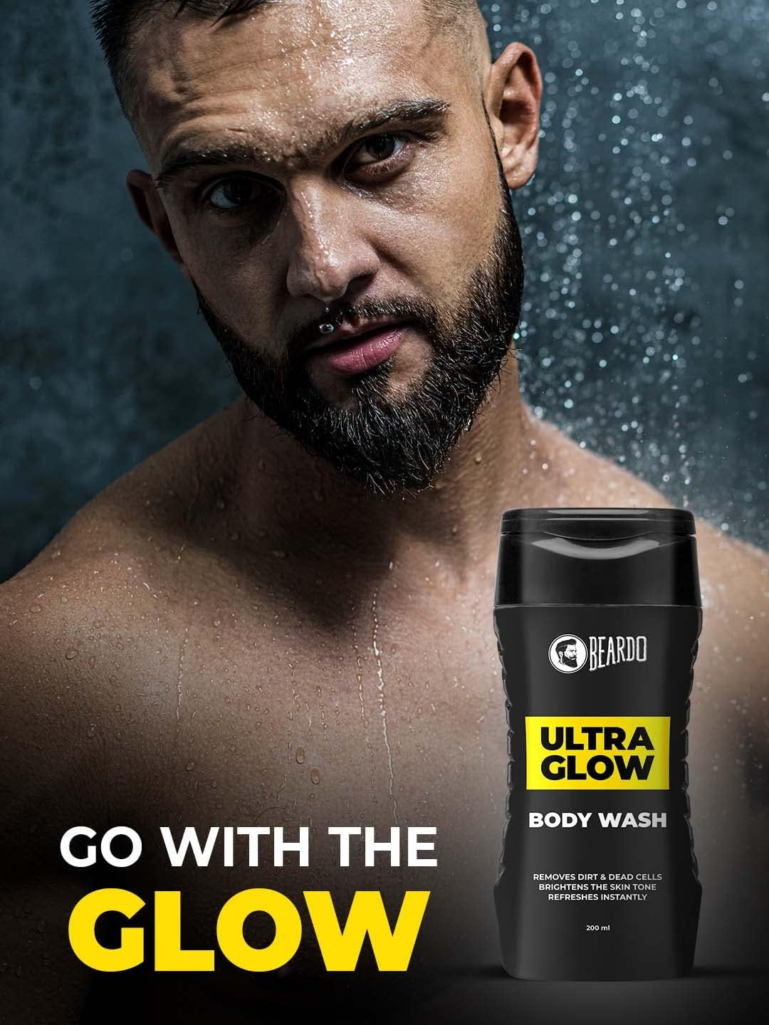 Beardo Ultra Glow Body Wash for Men, 200Ml | Brightens Skin Tone | Removes Dirt & Dead Cells | Contains Mulberry & Bearberry Extracts | for Face and Body | Refreshes Instantly(Pack of 2) image number 1