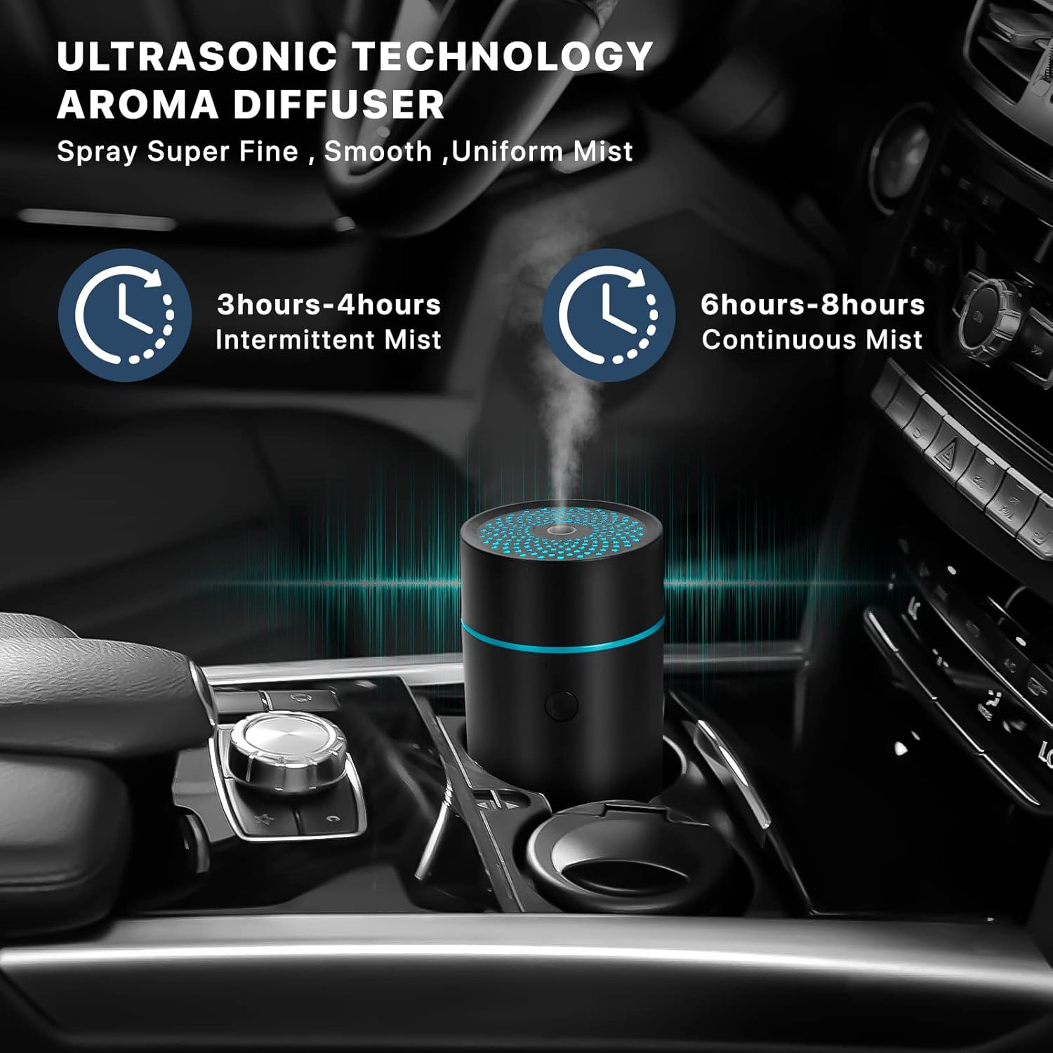 Car Diffusers for Essential Oils， Fragrance Car Air Fresheners,Usb-Powered Mini Ultrasonic Mist Humidifier Essential Oil Diffuser for Vehicle image number 1