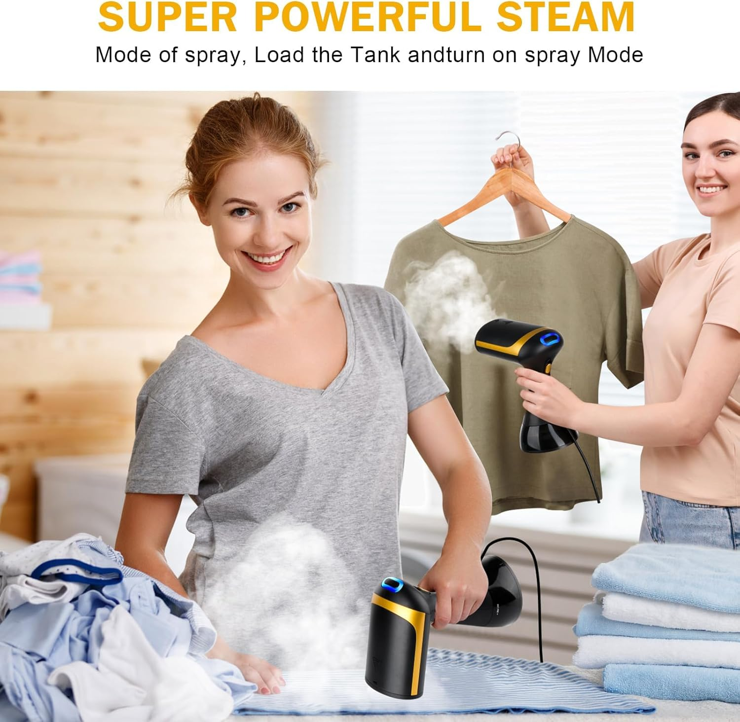 AOIMIKE 1500W Black Handheld Garment Steamer, 350Ml Detachable Water Tank, 20S Fast Heat-Up, Auto-Off, Home Use