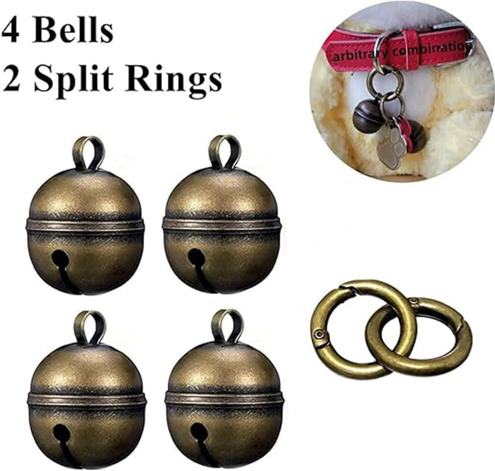 4 Pcs Cat Dog Collar Copper Bells Brass for Pet Tracking,4 Extra Loud Dog and Cat Bells,Copper Bells with Quick Clips, Other, Other, Other image number 5