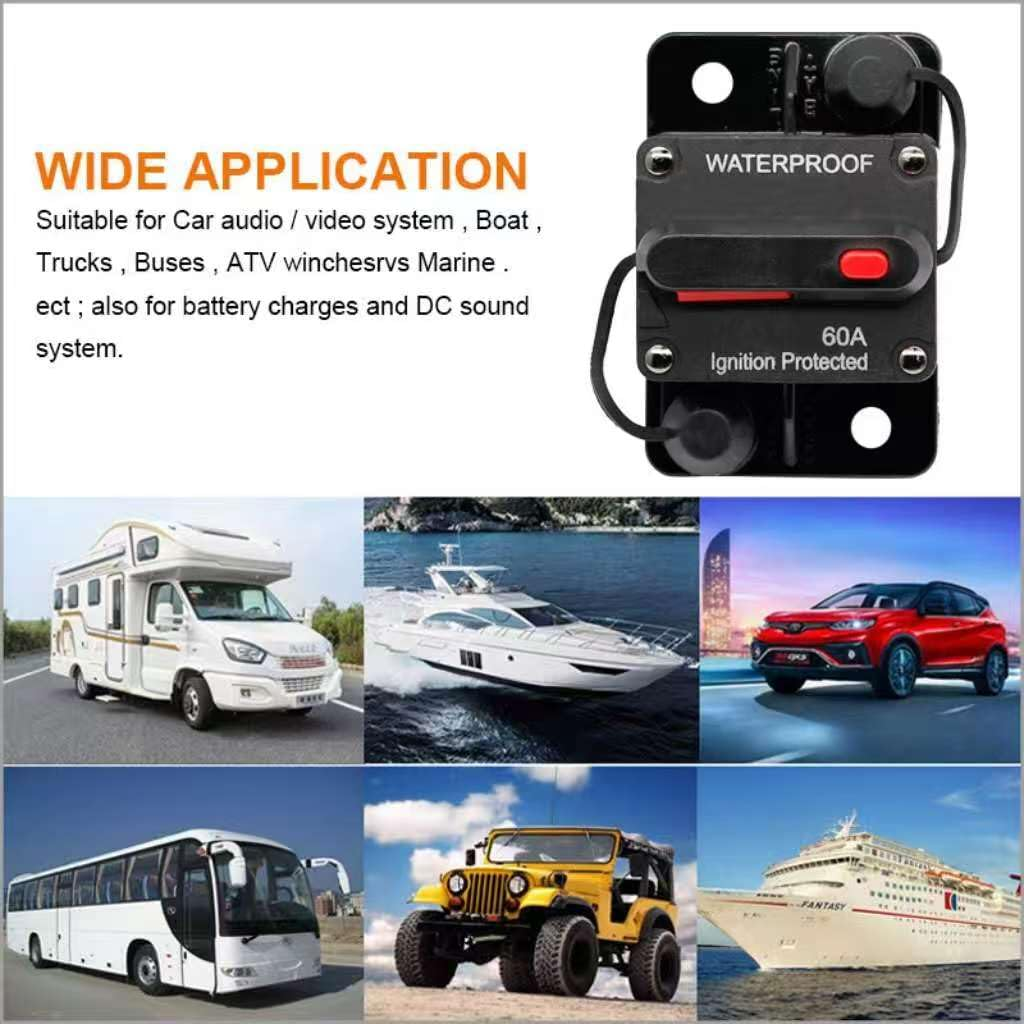 40A Automotive Circuit Breaker Resettable Fuse Holder 12V&ndash;48V DC Waterproof Inline Car Audio Circuit Breaker for Amp, Marine, RV, Boat, Solar Inverter Power Protection SQ image number 1