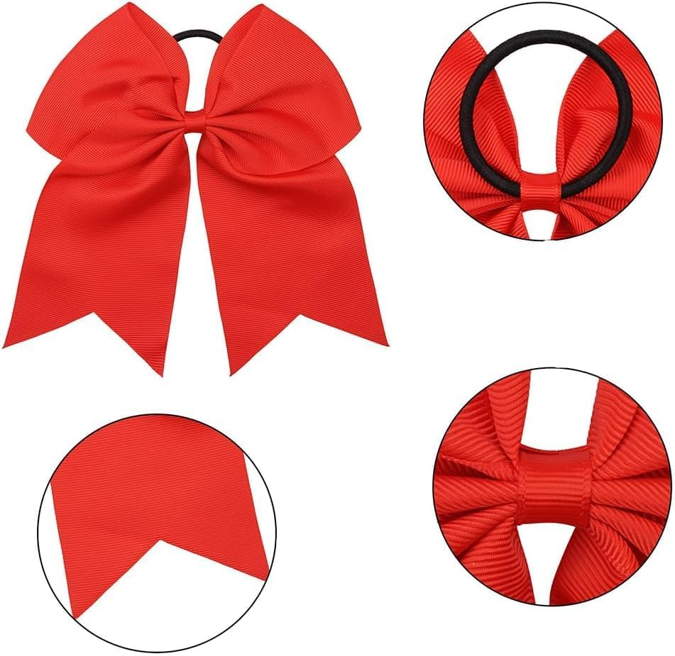 Pack of 2 Bow Hair, Red Bow Hair, Red Hair Bow, Red Bow, Red Large Bow Hair Rope, Hair Bow Women, for Cheerleaders, Teenage Girls (Red)