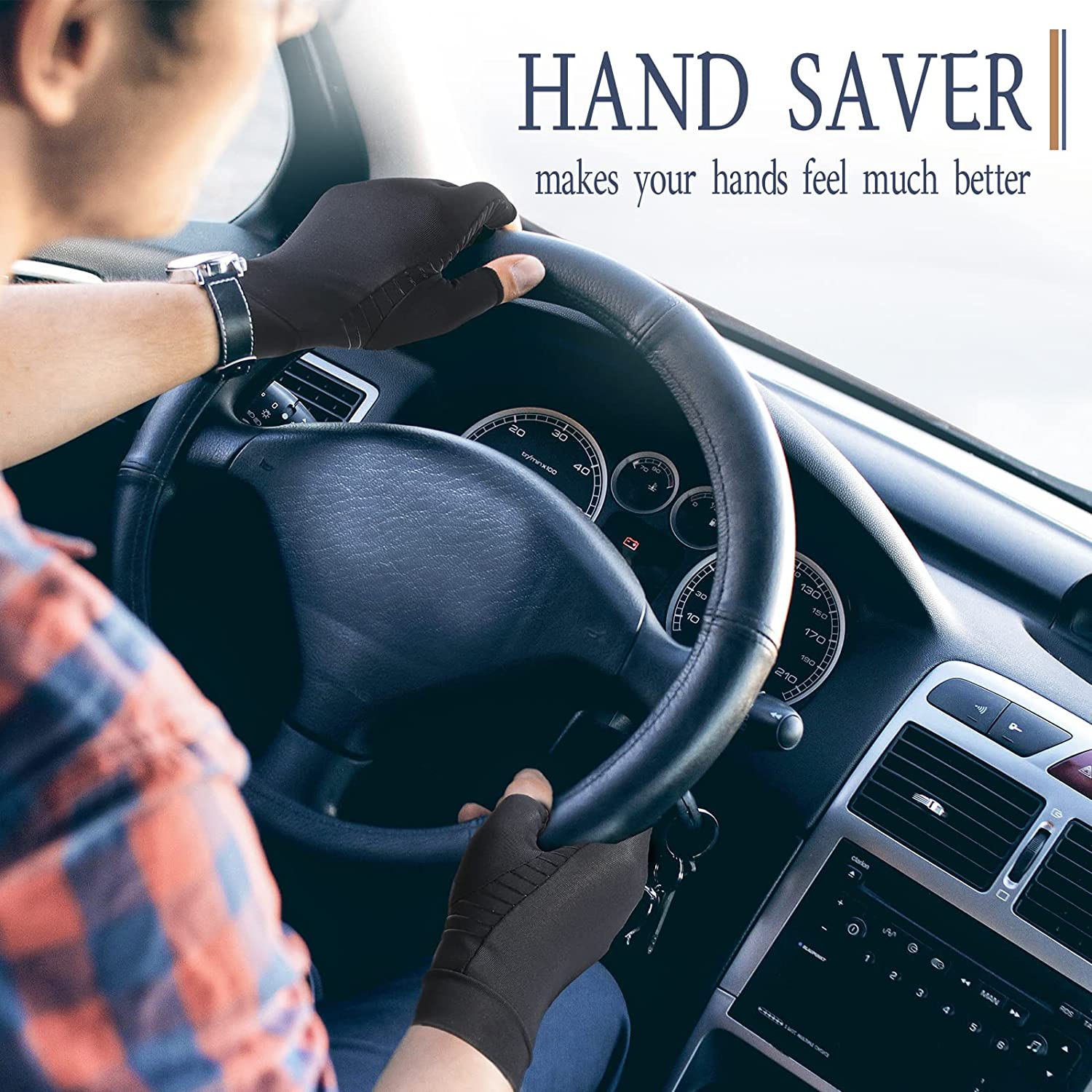 Copper Arthritis Compression Gloves Women Men Relieve Hand Pain Swelling and Carpal Tunnel Fingerless for Typing, Support for Joints image number 2