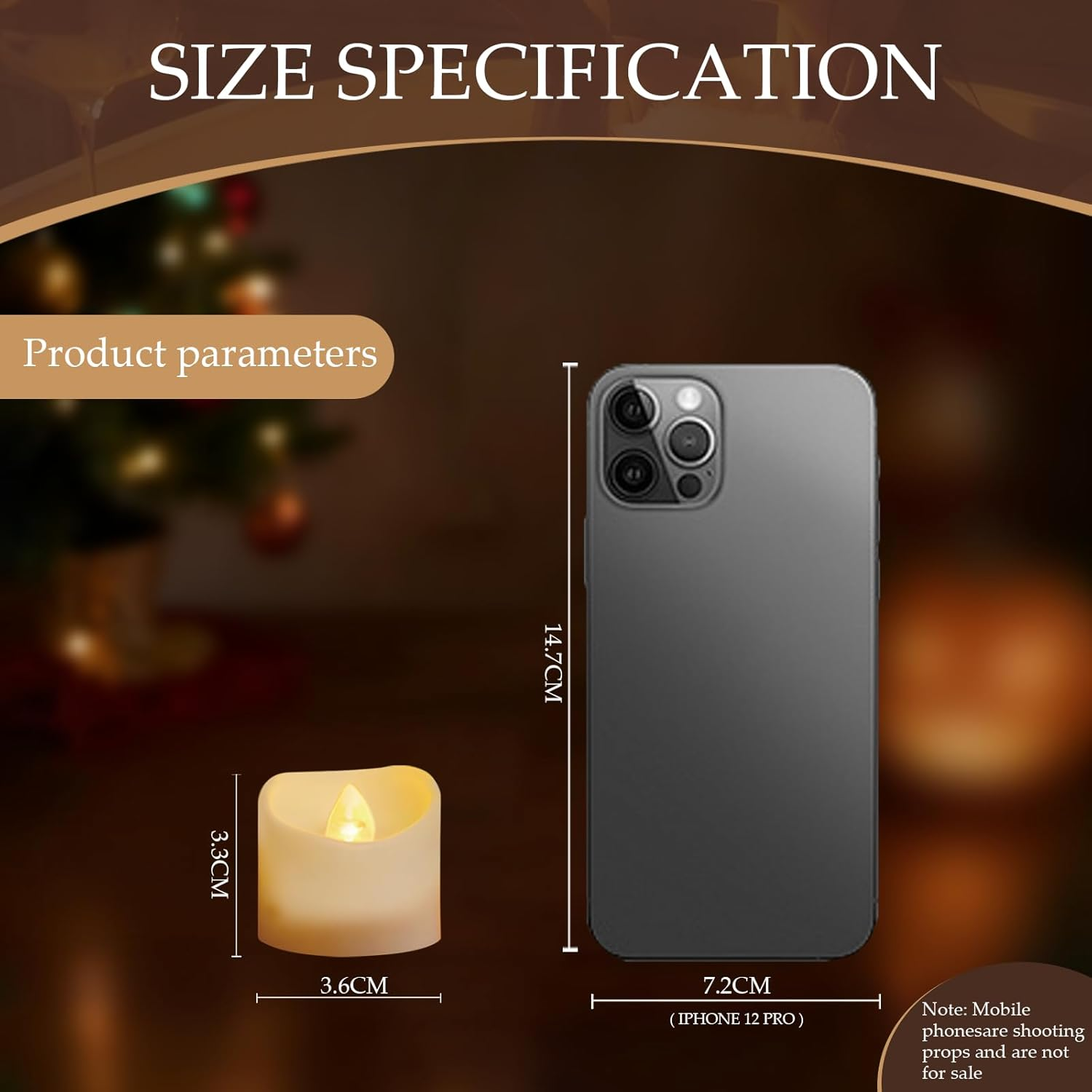 Pack of 12 Tea Lights Candles, Outdoor Candles, Bright Flickering Candle Lamp, Ideal for Outdoor Party, Garden, Home Decoration image number 1