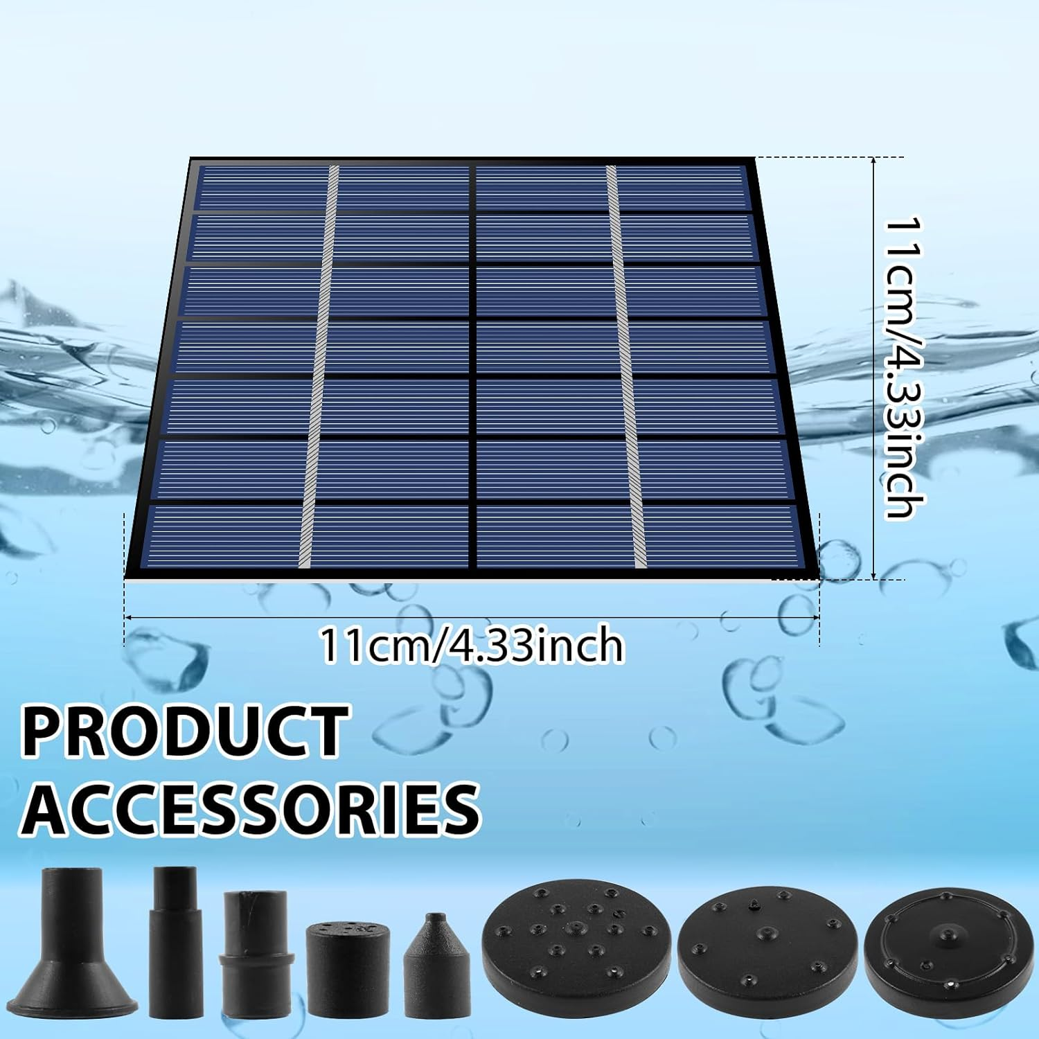 Solar Fountain Pump, Solar Bird Bath Fountain with 5 Nozzles, Solar Water Fountain, Solar Powered Water Fountain Pump, Solar Floating Fountain for Outdoor Garden Pond Pool Birdbath image number 2