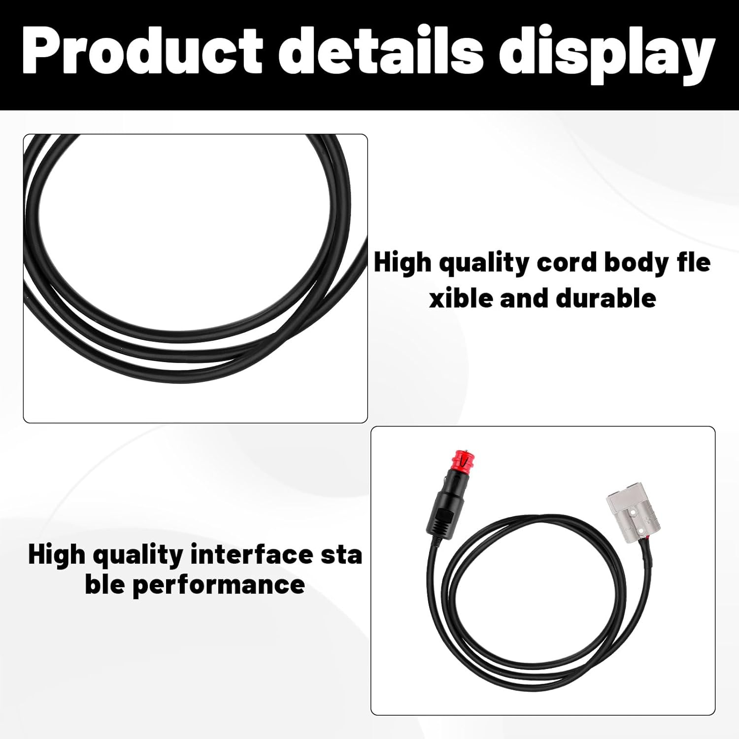 Anderson Plug Extension Cable, 1 Pcs Cigarette Lighter Adapter, 12V Anderson Plug Connector Lead, Style Connector to EU Male Car, 16AWG Style Connectors for Caravan Accessories (2M) image number 2