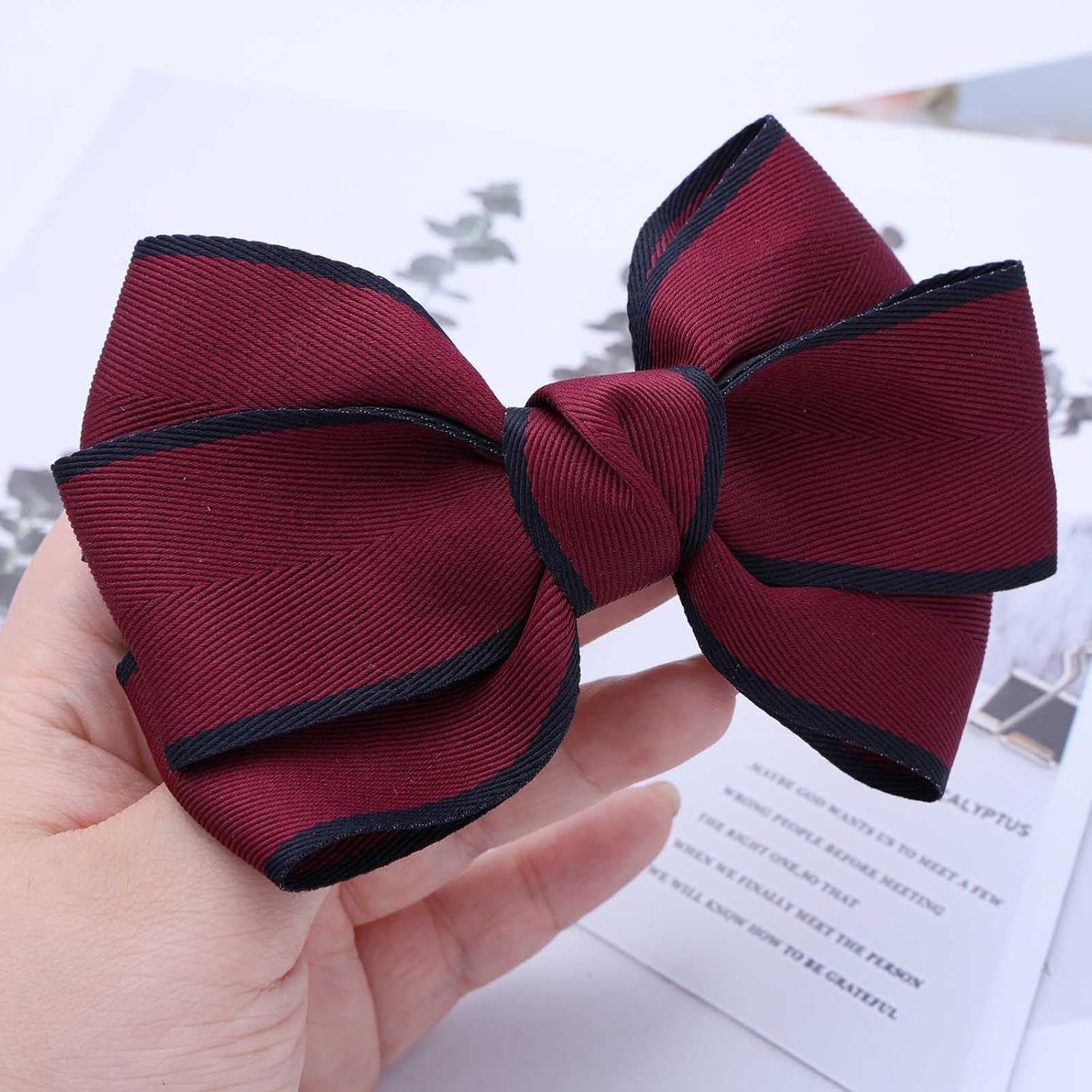 Red Hair Bows for Women Bow Hair Clips Silky Satin Bow Clips Cute Hair Bow Clips French Hair Band Bow Prom Bows Hair Wedding Barrette Party Bowknot Hair Accessories image number 4