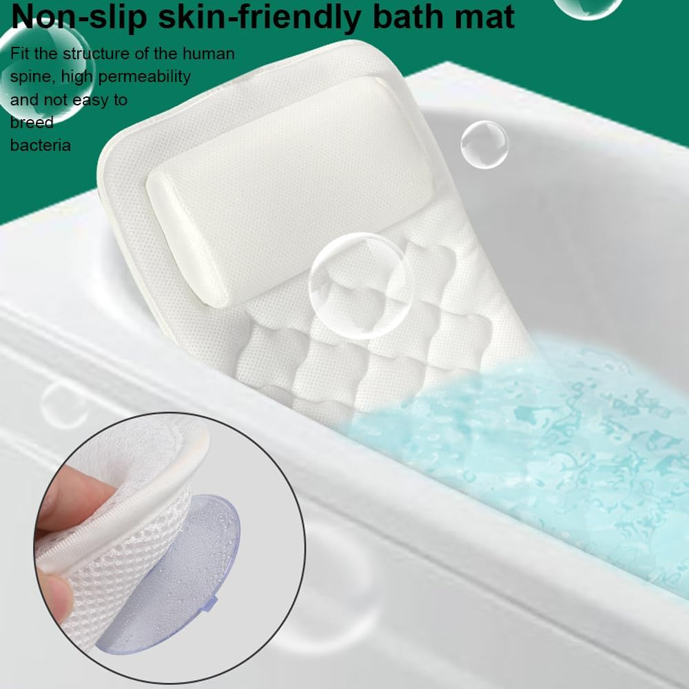 HHWRT Full Body Bath Pillow, Luxury Bath Cushion, Luxury Tub Pillow for Headrest Neck and Back Support, with 13 Non-Slip Suction Cups, Thick Bathtub Cushion, Full Body Bathtub Pillow
