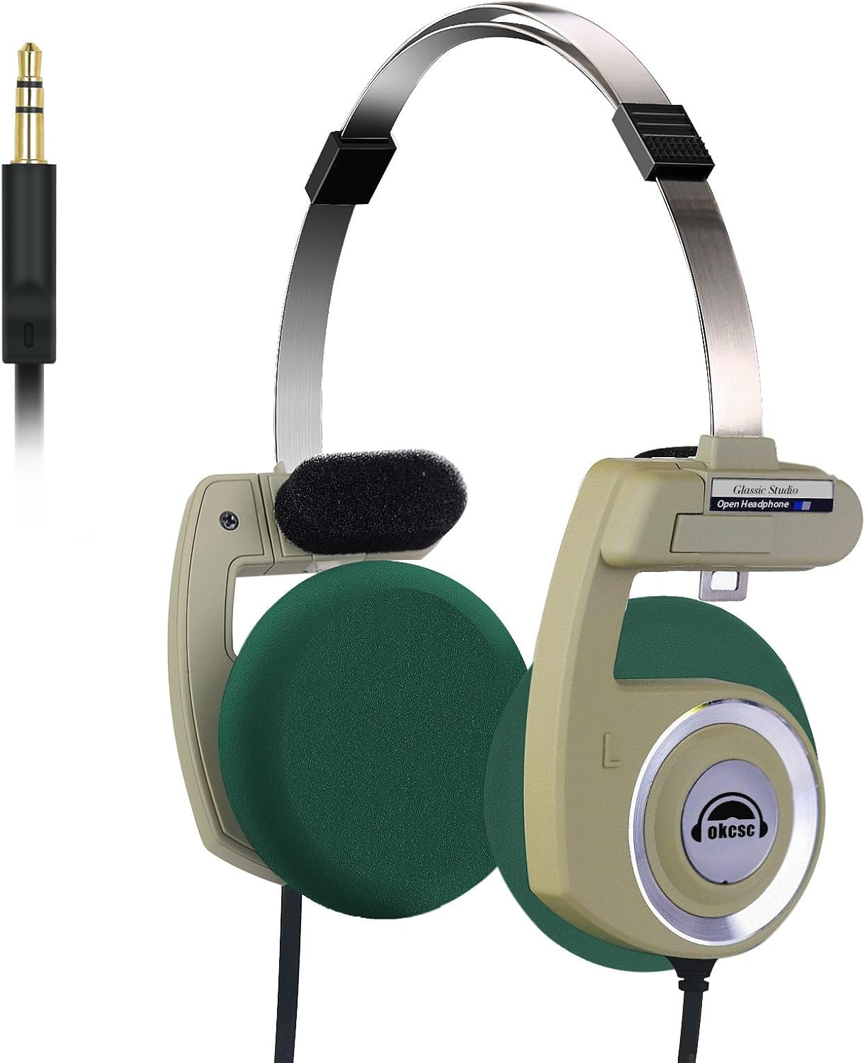 OKCSC Retro 3 Open Back Headphones,3.5Mm Wired Over-Ear Headsets, All-Day Playtime/Built-In Mic/Ultra Lightweight, Convenient to Carry for Travel, Commute, Sports, Hifi Sound 3.5MM Mic/Silver