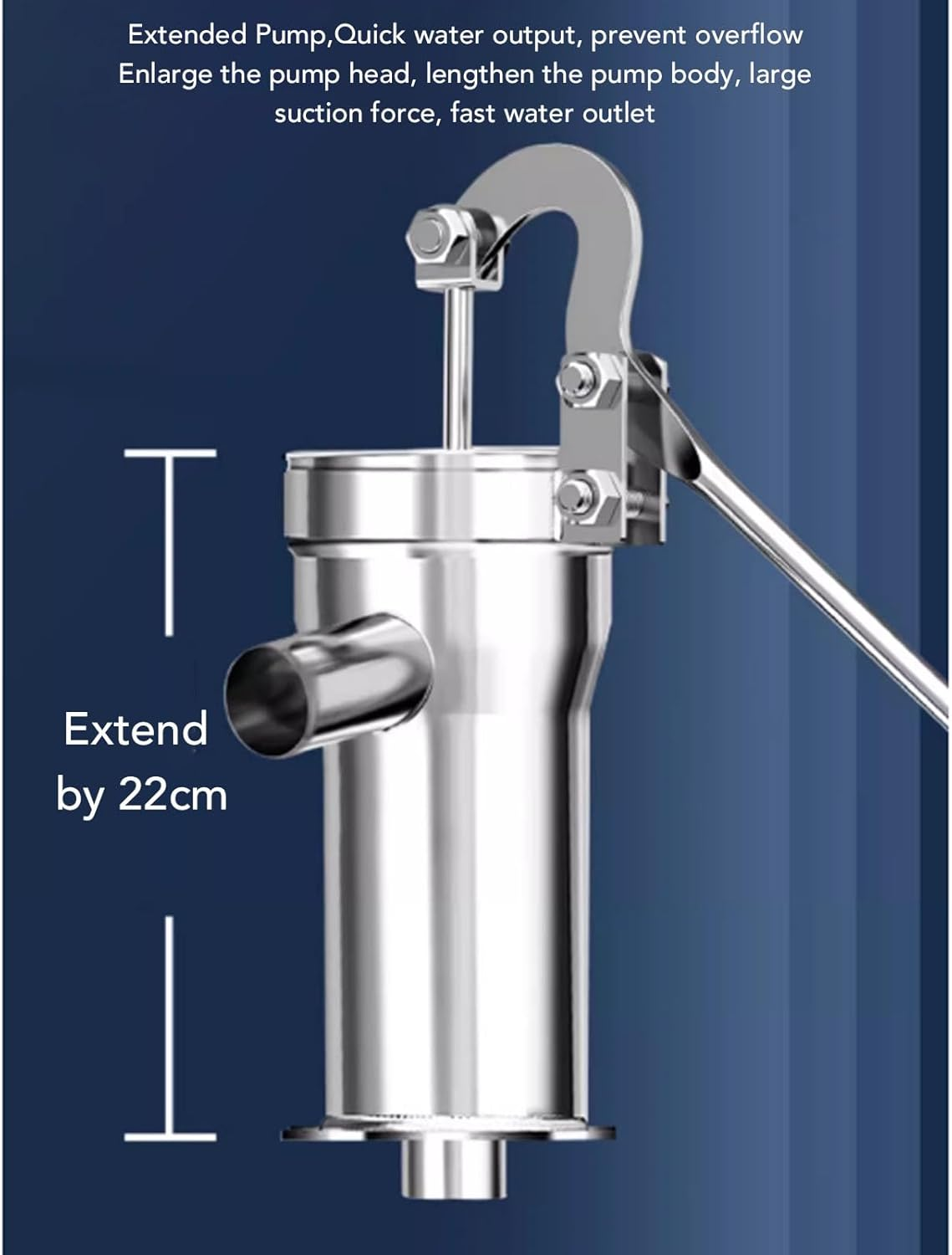 Stainless Steel Hand Well Pump for Yard Garden, Hand Manual Well Pump with Stand 8M Suction Lift for Home Courtyard image number 5